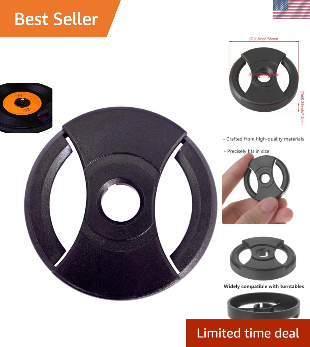 Essential 45 RPM Record Adapter – Perfect Fit for 7-Inch Vintage Turntables