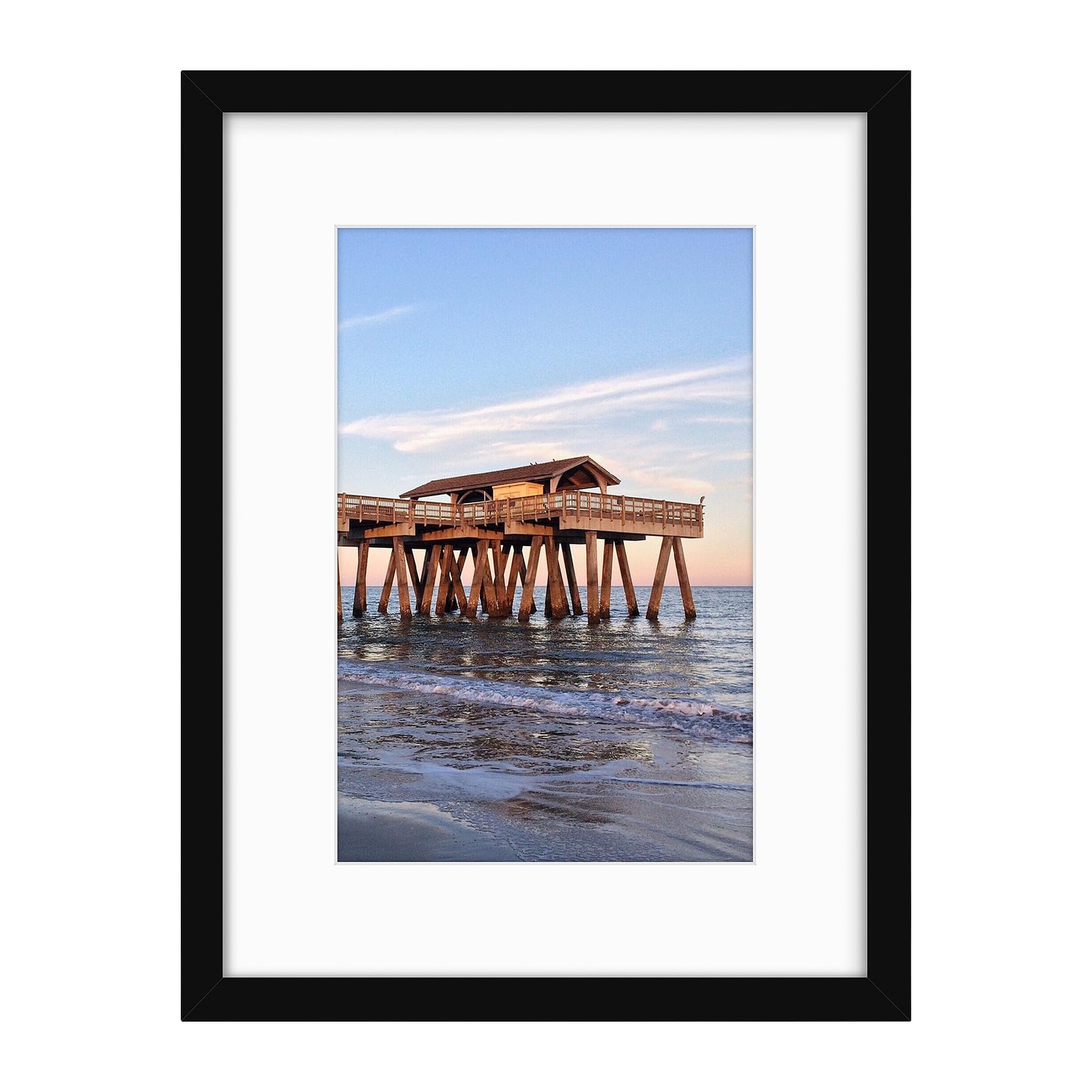 Golden State Art, 12×16 Picture Frame – Solid Wood with Real 1 Pack, Black