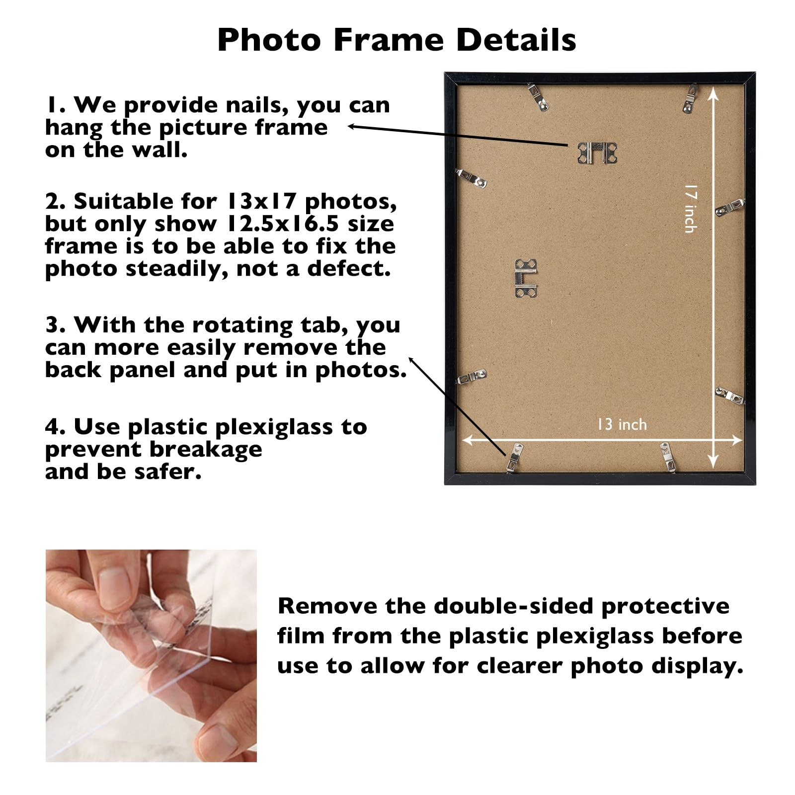 JCJMY 13×17 Picture Frame Black for Wall Hanging, inch,