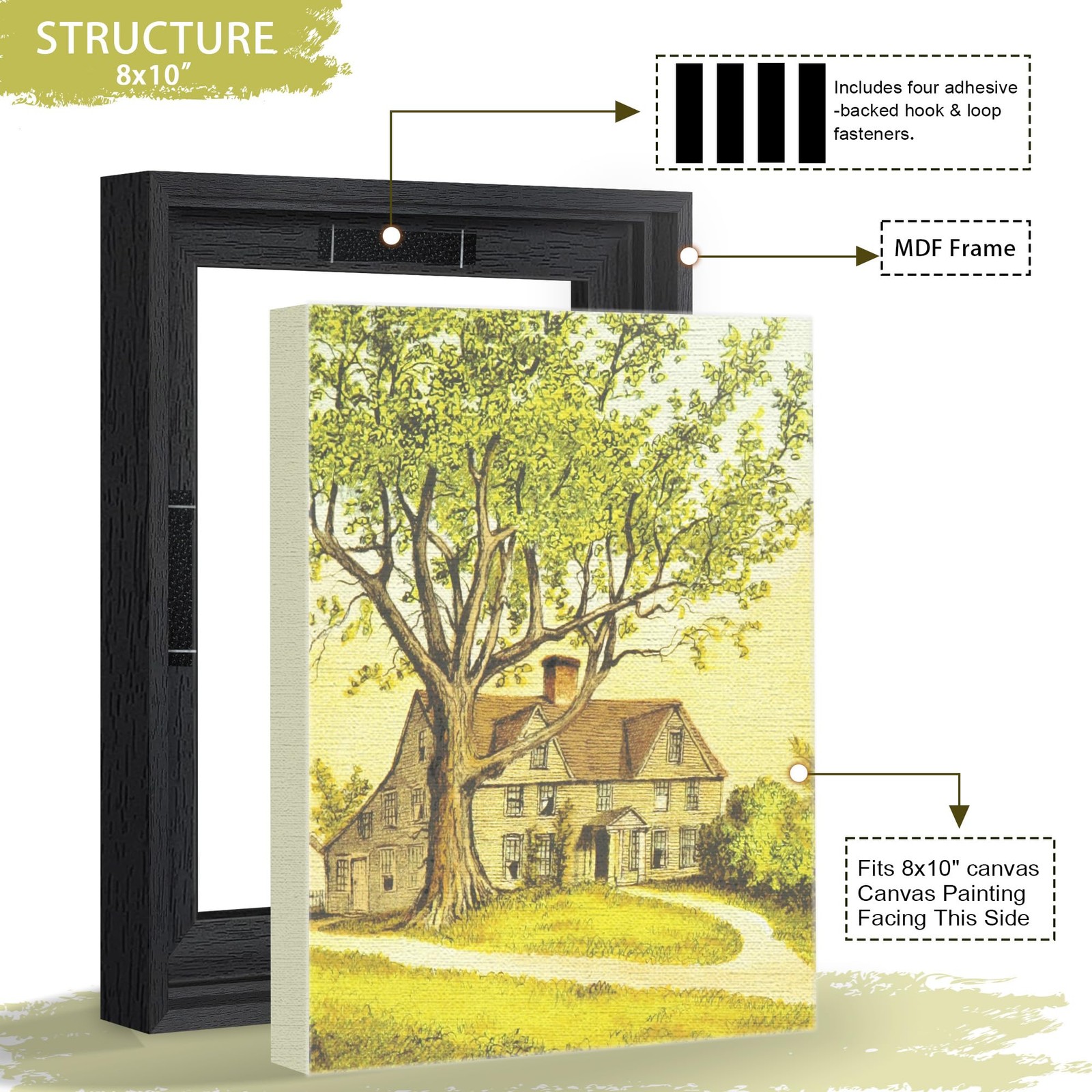 Abtgt 8×10 Canvas Floating Frame with 0.9″ Deep, Black Floater 8×10,