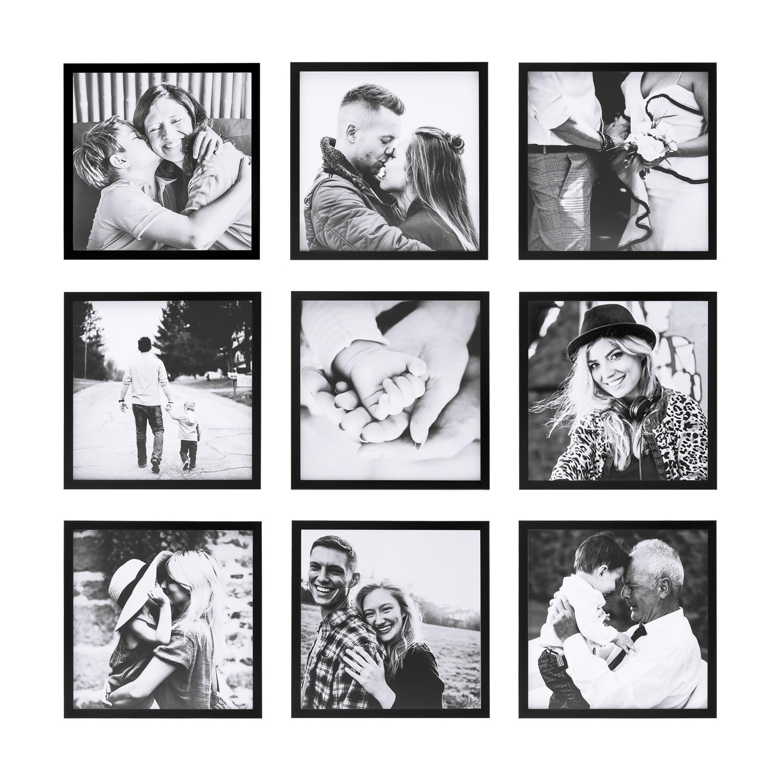 ArtbyHannah Photo Collage Frames for Wall, 8×8 Inch Square IN, Black