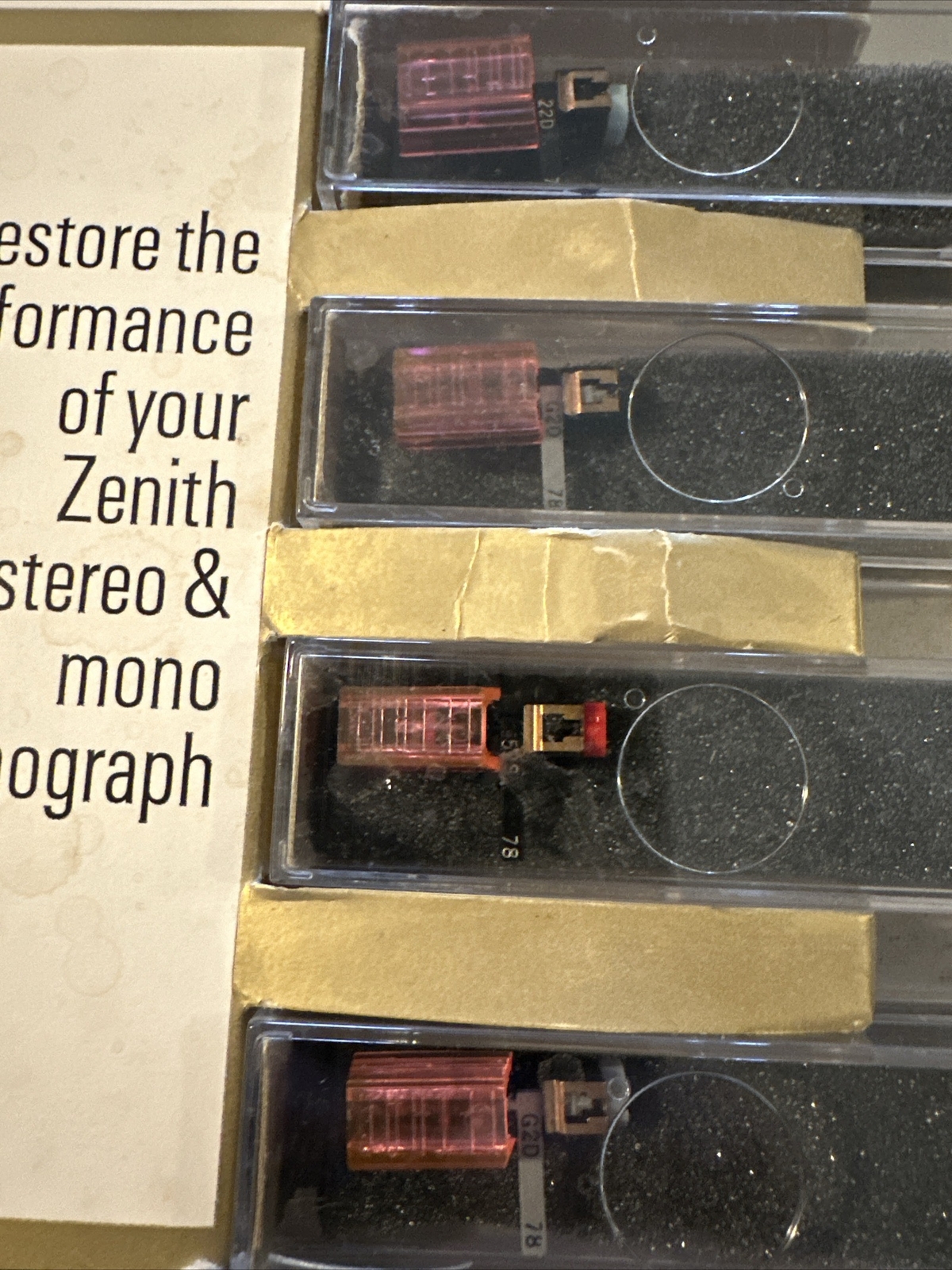 Zenith Phono Stereo & Mono Cartridges Retail Store Display set of 6