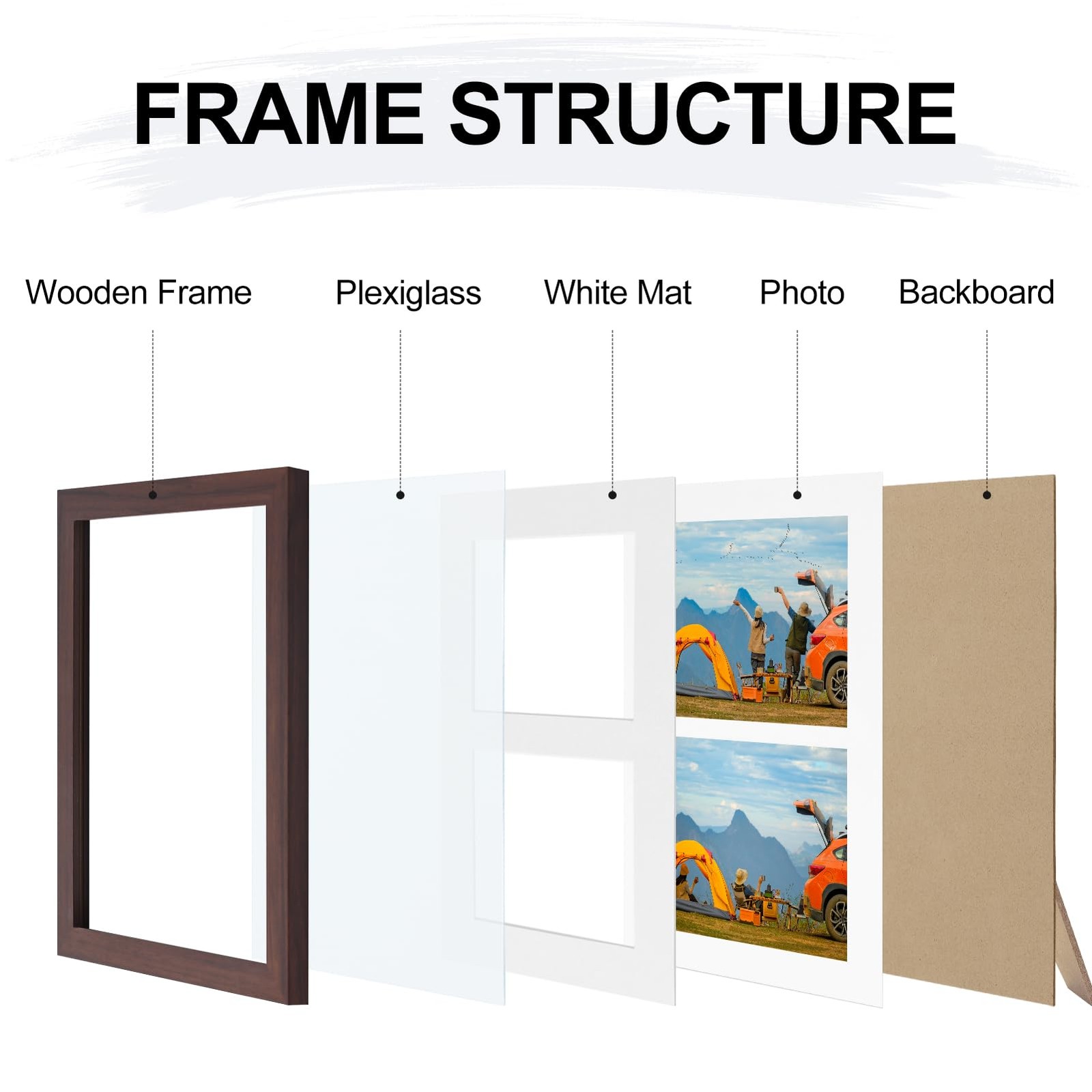Vittanly 8×10 Collage Picture Frame, Displays 2Pcs 4×6 Pictures 8×10, Brown