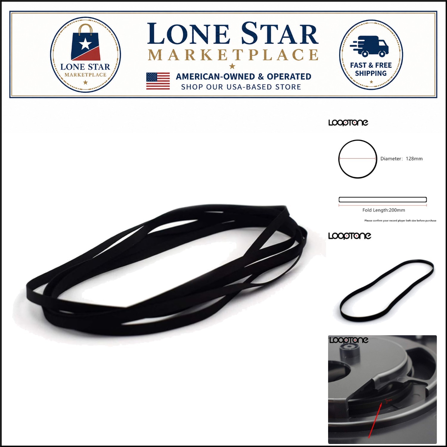 2PCS Turntable Belt Replacement – Rubber for All Retro Vinyl Players