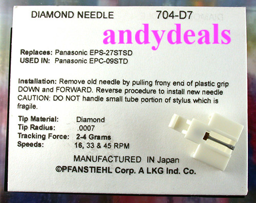 NEEDLE STYLUS 704-D7 for Panasonic EPS-27 EPC 07 09 EPS-27STSD EPC-09STD