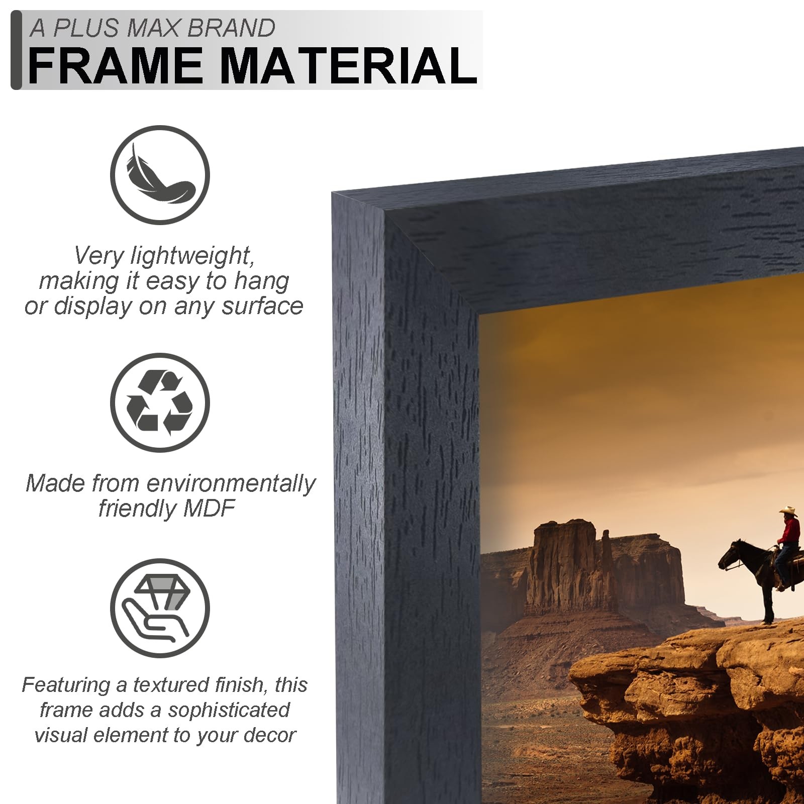 A PLUS MAX 12×17 Picture Frame, Black Engineered Wood Frame for 12×17,