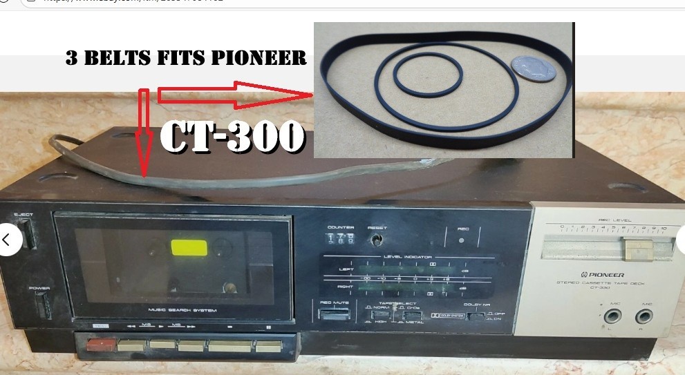 THREE BELTS FITS PIONEER CT-330 CT330 cassette deck (lot of 3 belts) NEW
