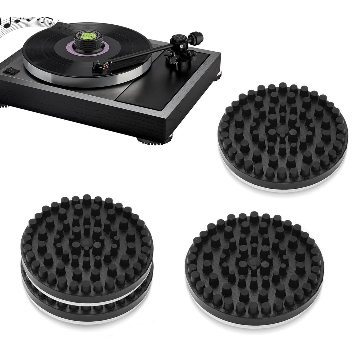 Turntable Isolation Feet Anti-Vibration Rubber Pad for HiFi Audio Record Player