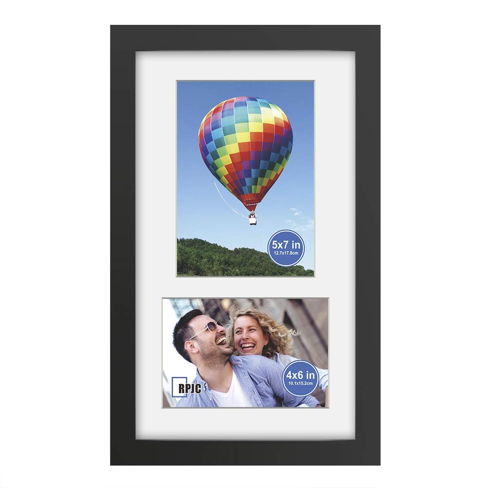 RPJC 8×14 Soild Wood 2 Opening Picture frames with High 8×14-2opening, Black