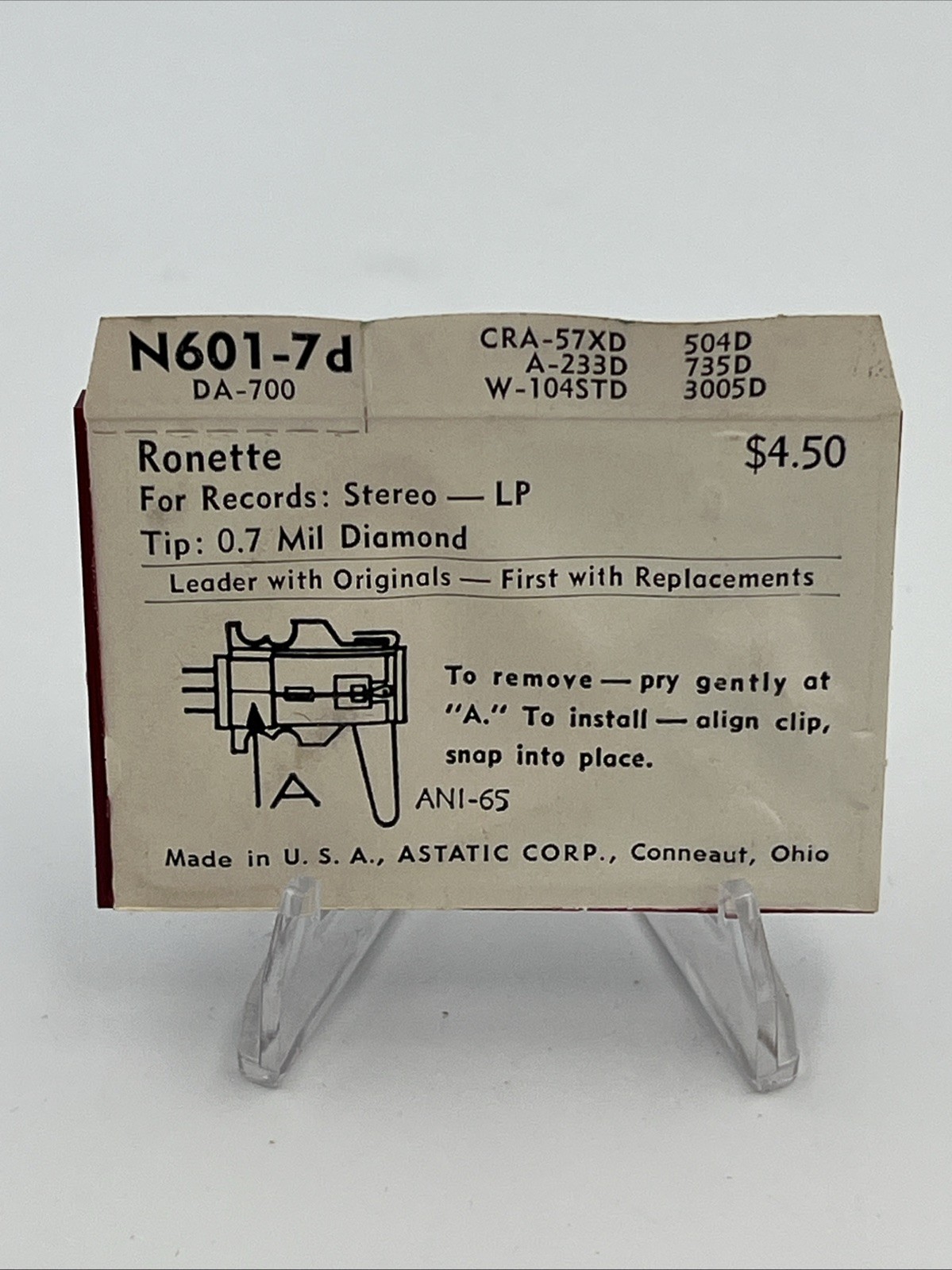 Astatic N601-7d Diamond Needle NOS Ronette DA-700 Stereo LP 3005D 702-D7