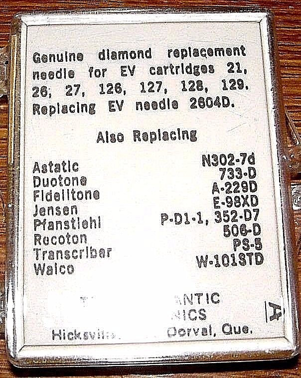 Record Needle for Electro Voice EV D1-1 21D 21MD 21 26 27 N302-7s 352-S7 EV2604