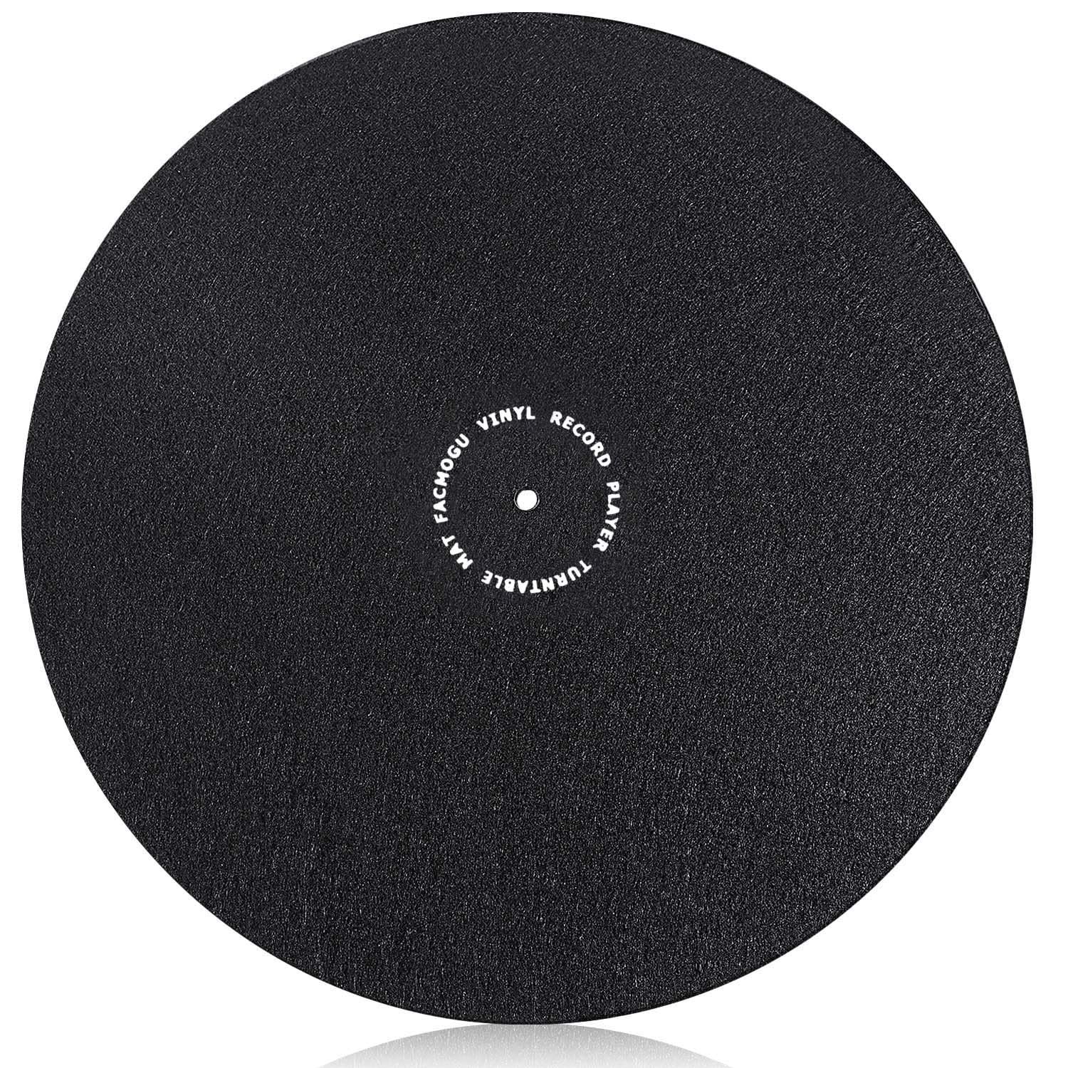 Facmogu 12 Inch Wool Turntable Slipmat, Anti Vibration 2mm Thickness, Black