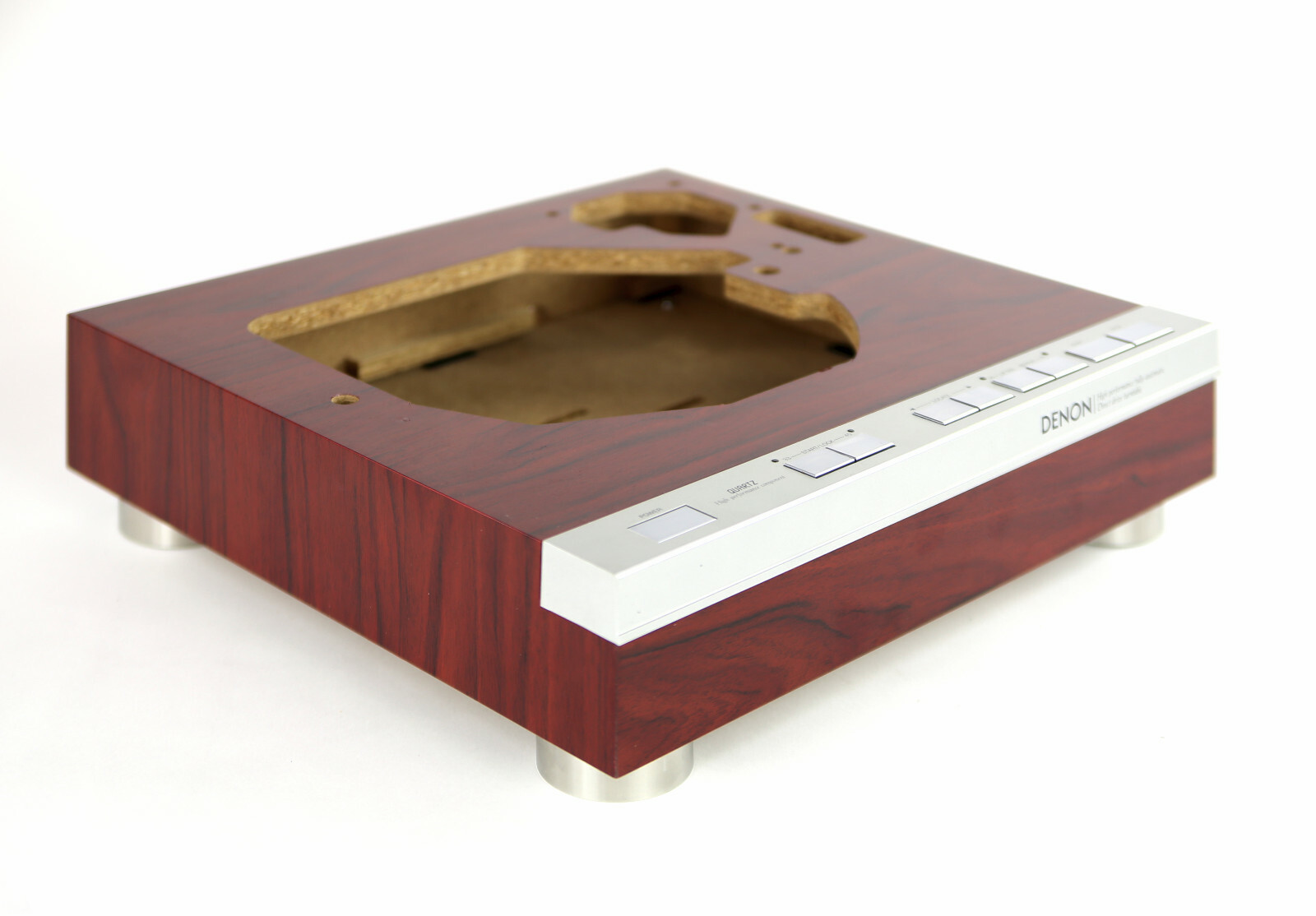 Original Denon DP-47F Case Wrapped In Mahogany Without Feet Without Control Bar