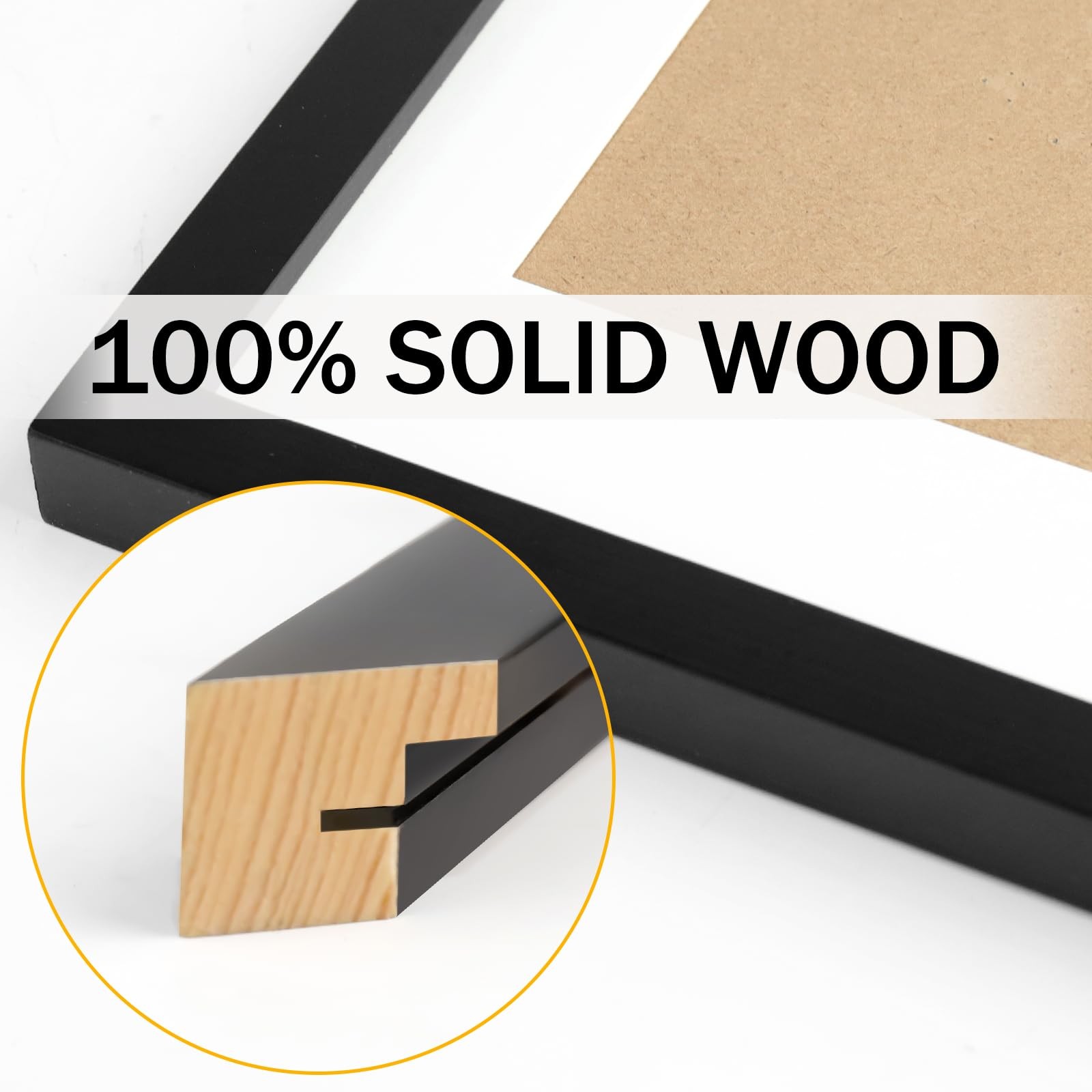 8×8 Black Picture Frames Square Nature Solid Wood 6 Pack for Wall 8×8,