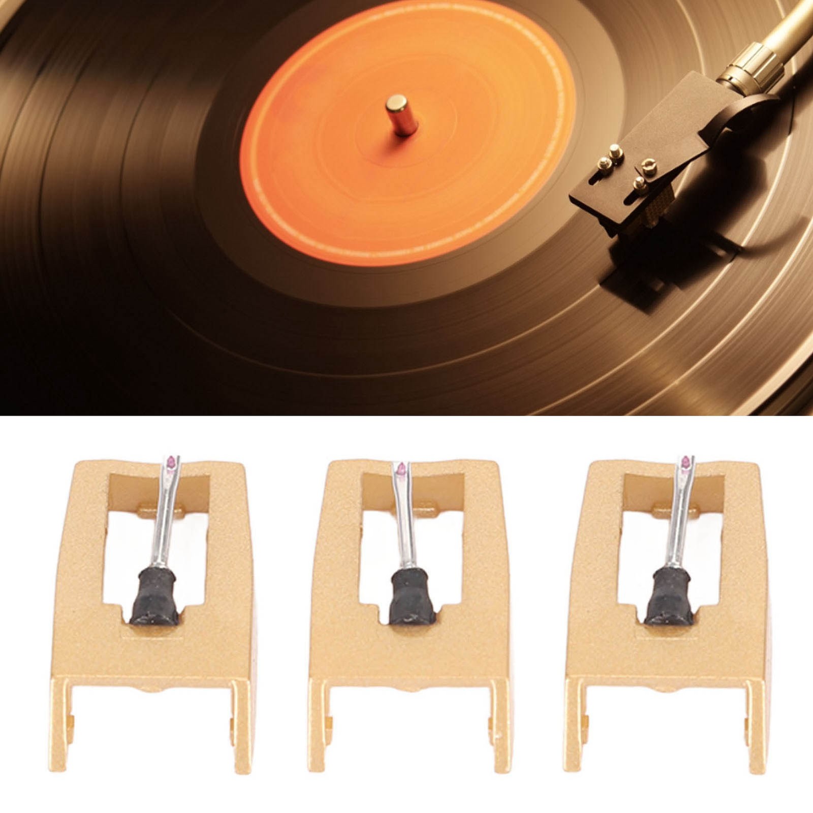 3pcs Turntable Record Needle High Performance For Music Lovers Gold