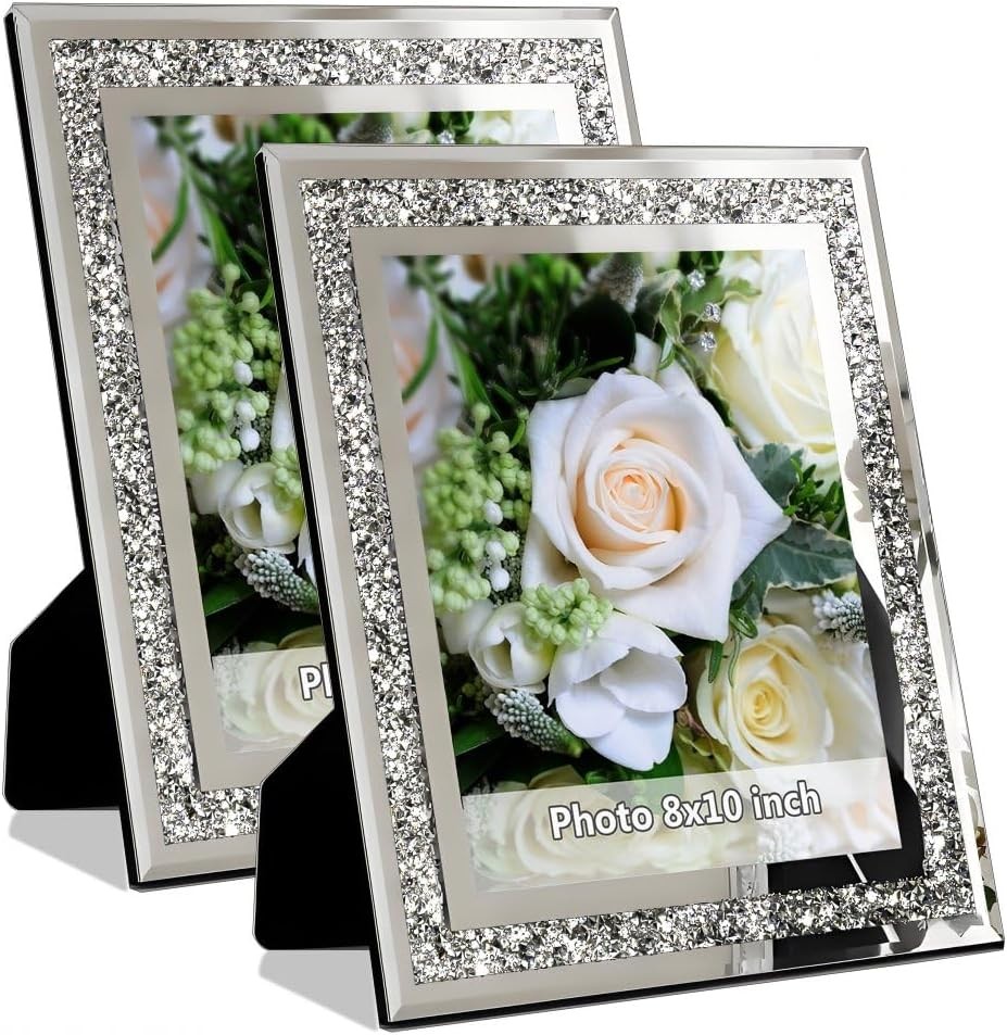 Crushed Diamond Wedding Mirror Photo Frame, Crystal 8×10, 8×10 inch