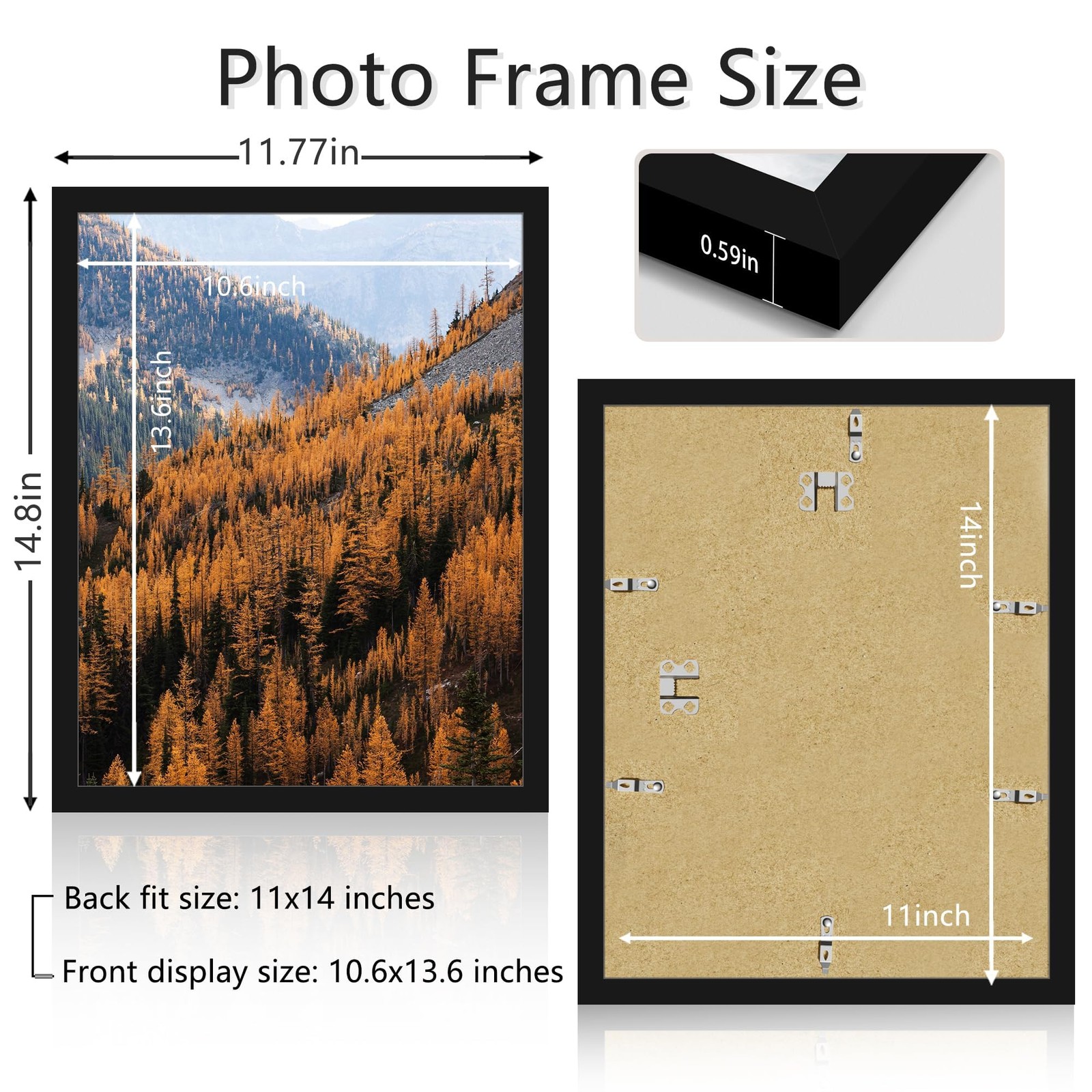 Picrit 11×14 Picture Frame, Photo Frame for Wall Mounting 11×14, Black