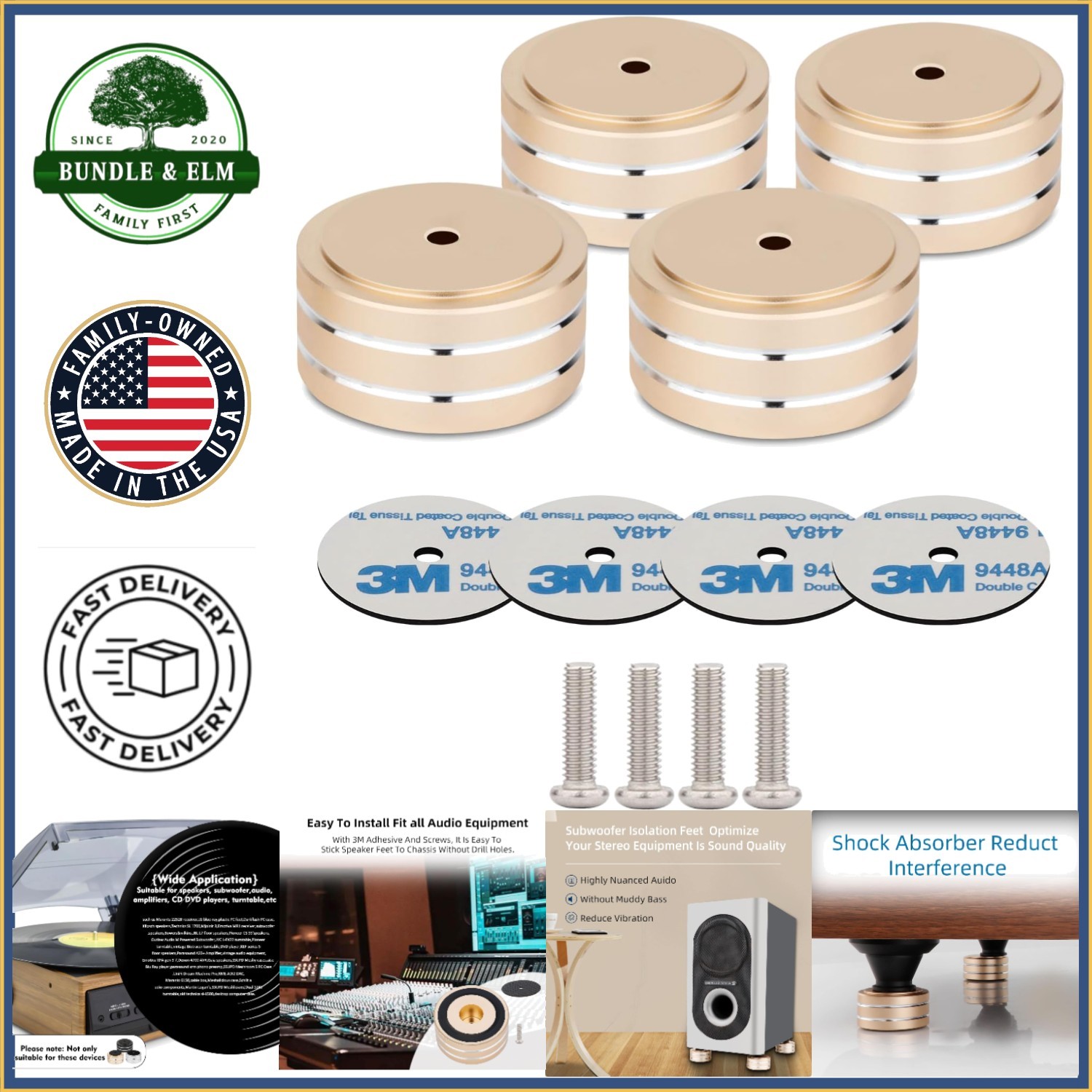 High Hardness Turntable Isolation Feet with Easy Installation Options Included