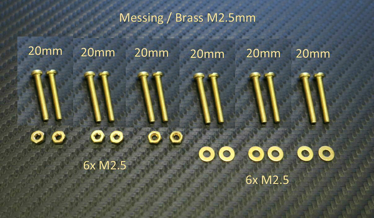 Phono Screws Set M2.5 20mm Brass for Cartridge / Headshell / Turntable NEW