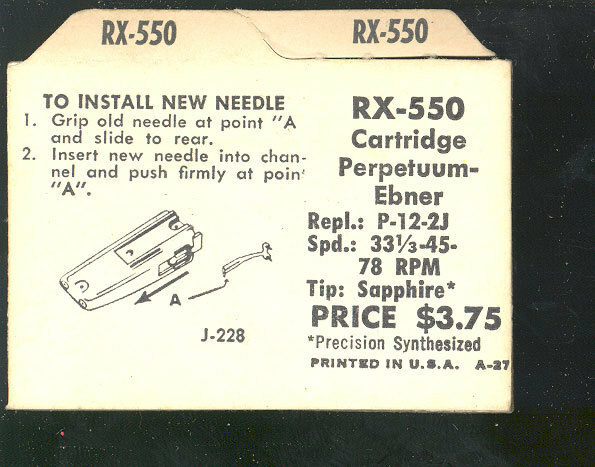 Jensen RX550 Perpetuum-Ebner P-12-2J Needle – 33-1/3 45 78 rpm Sapphire