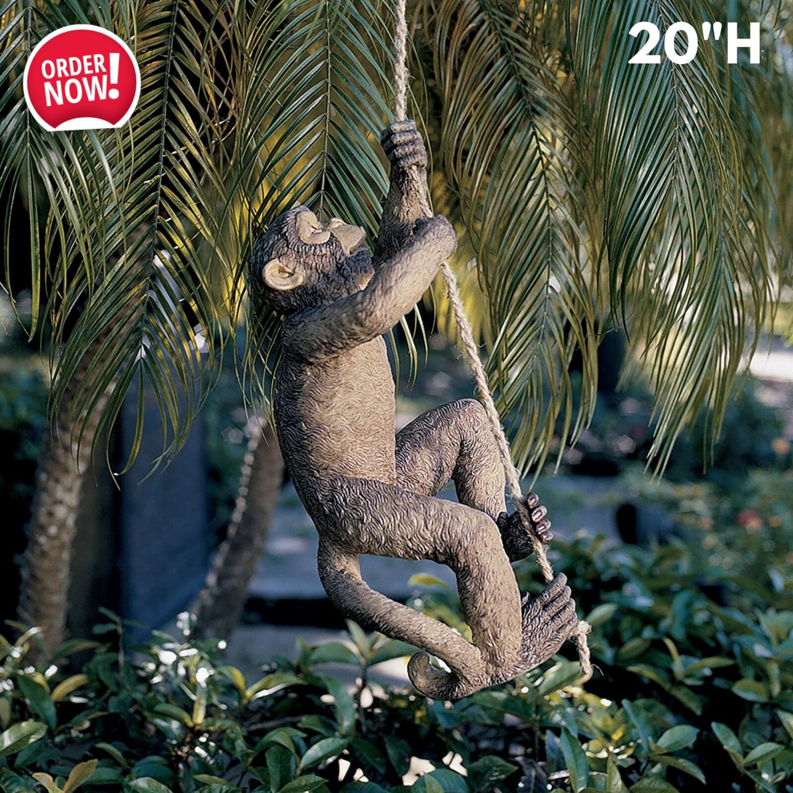 Climbing Monkey Statue Hanging Monkey Figurine Tropical Theme Patio Garden Decor