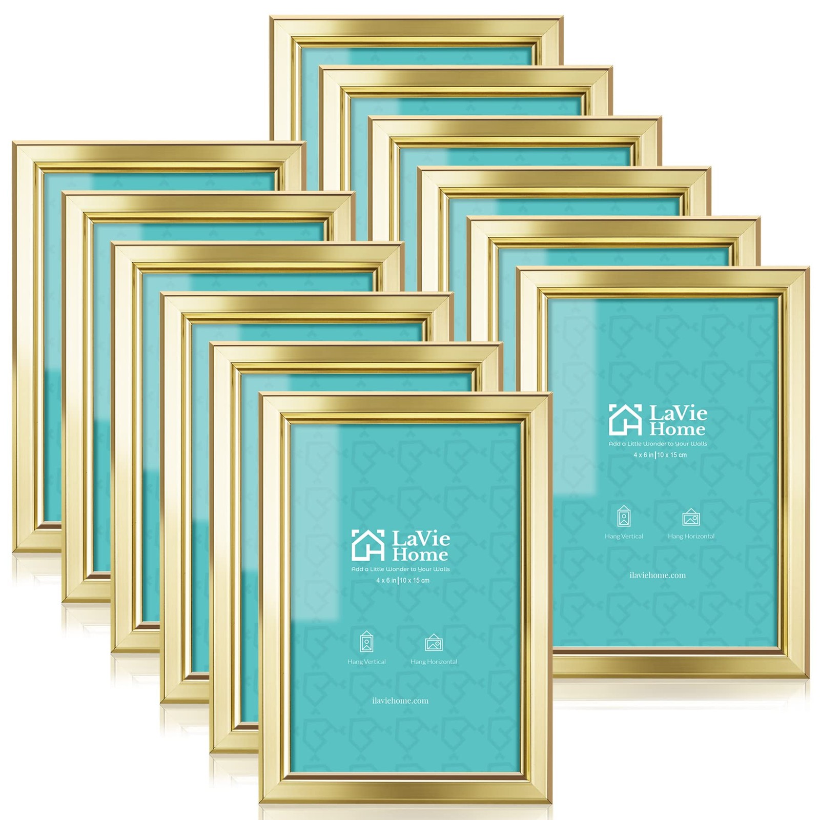 LaVie Home 4×6 Picture Frames (12 Pack, Gold) Simple Designed Photo 4×6, Gold
