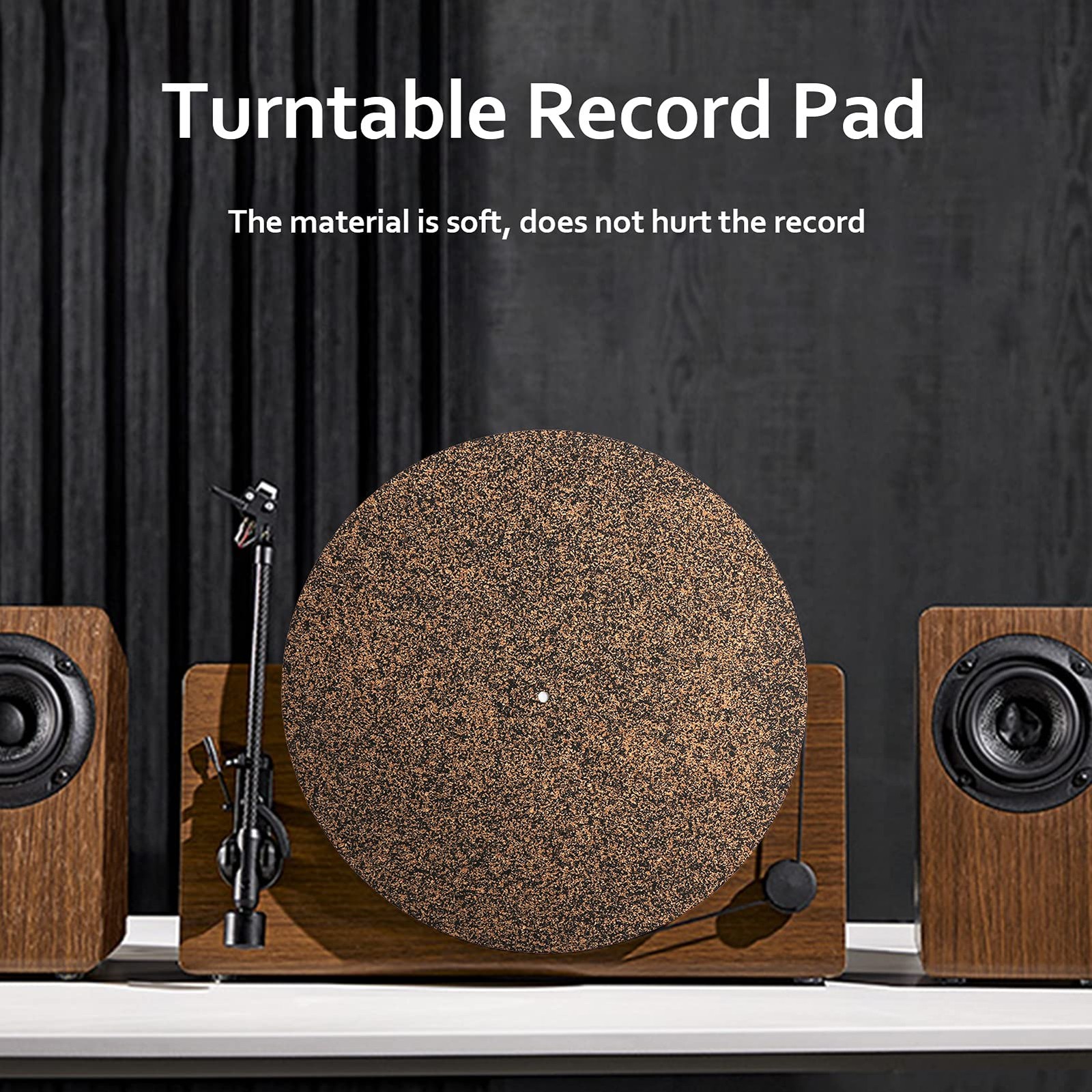 Turntable Platter Mat Black Rubber Cork Design,12 Inch Silicone black