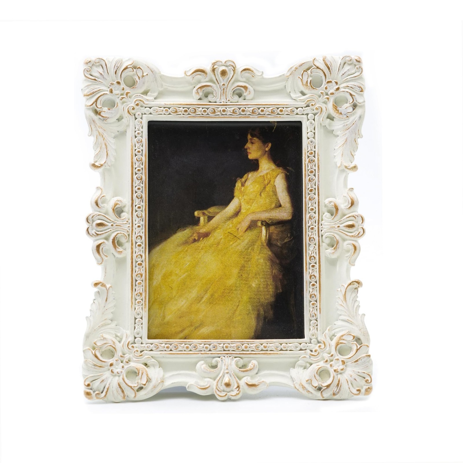 CISOO 2.5×3.5 Vintage Small Picture Frame, Antique Ornate 2.5×3.5, White