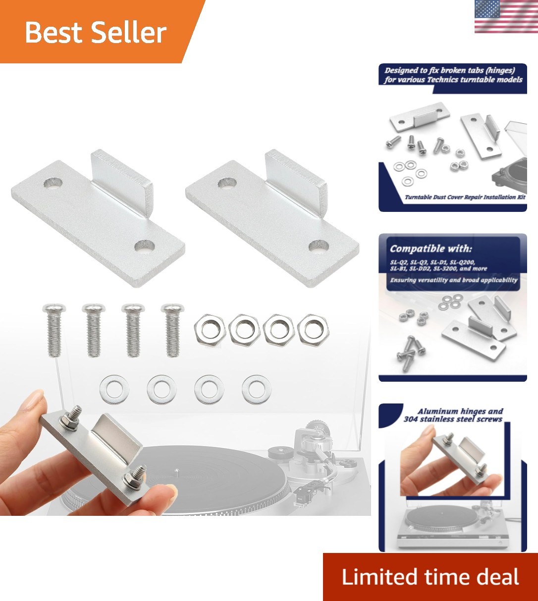 Turntable Dust Cover Hinges – Repair Tabs and Hinge Brackets for Technics SL-…