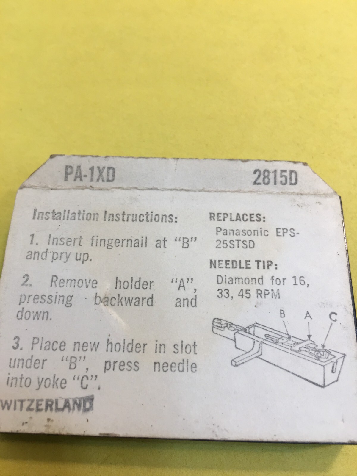 Original NOS Electro Voice Needle Stylus PA-1XD 2815D for PANASONIC EPS-25STSD