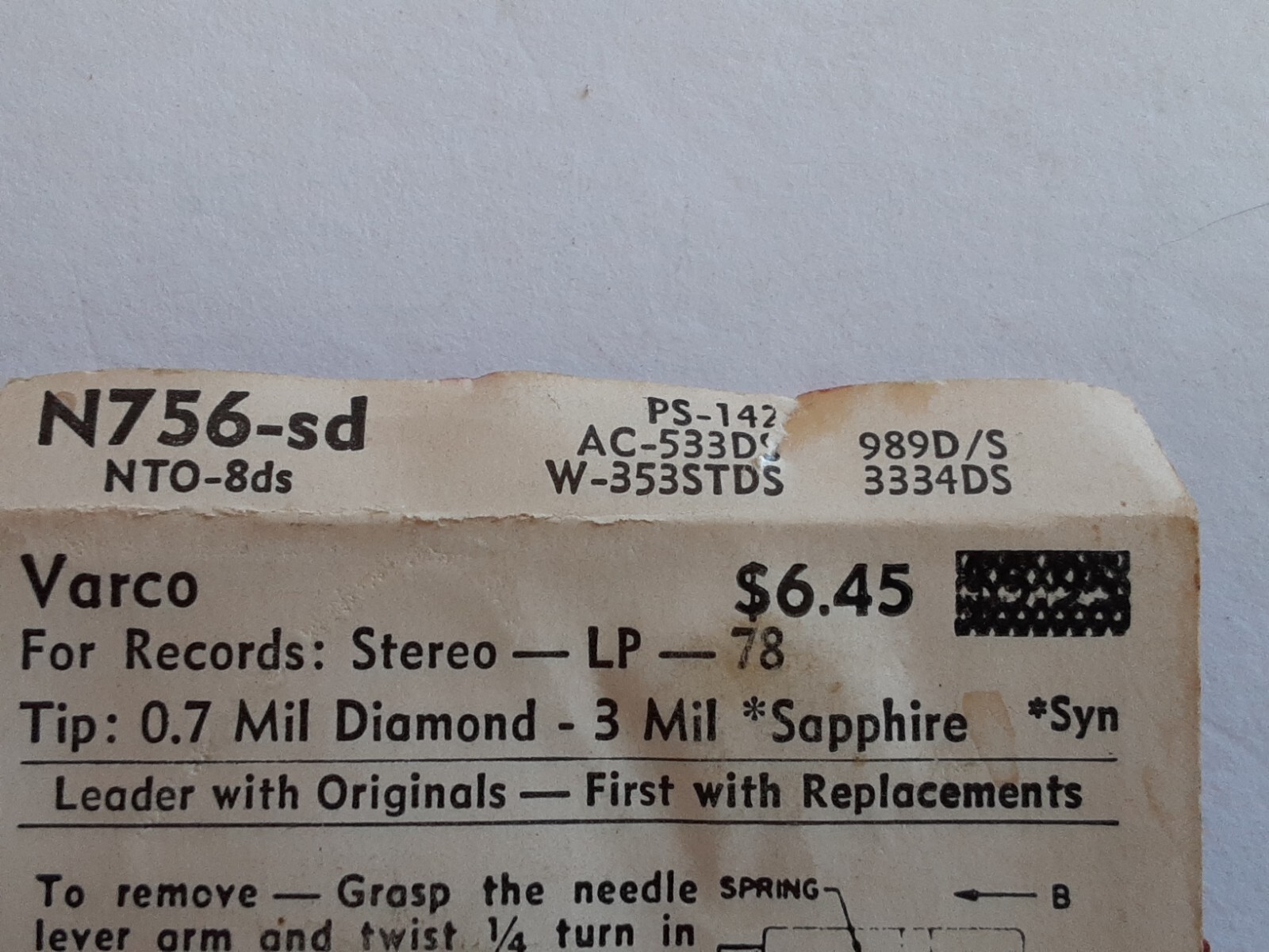 🌴 NOS Astatic N573-SD Diamond/Sapphire RECORD PLAYER NEEDLE