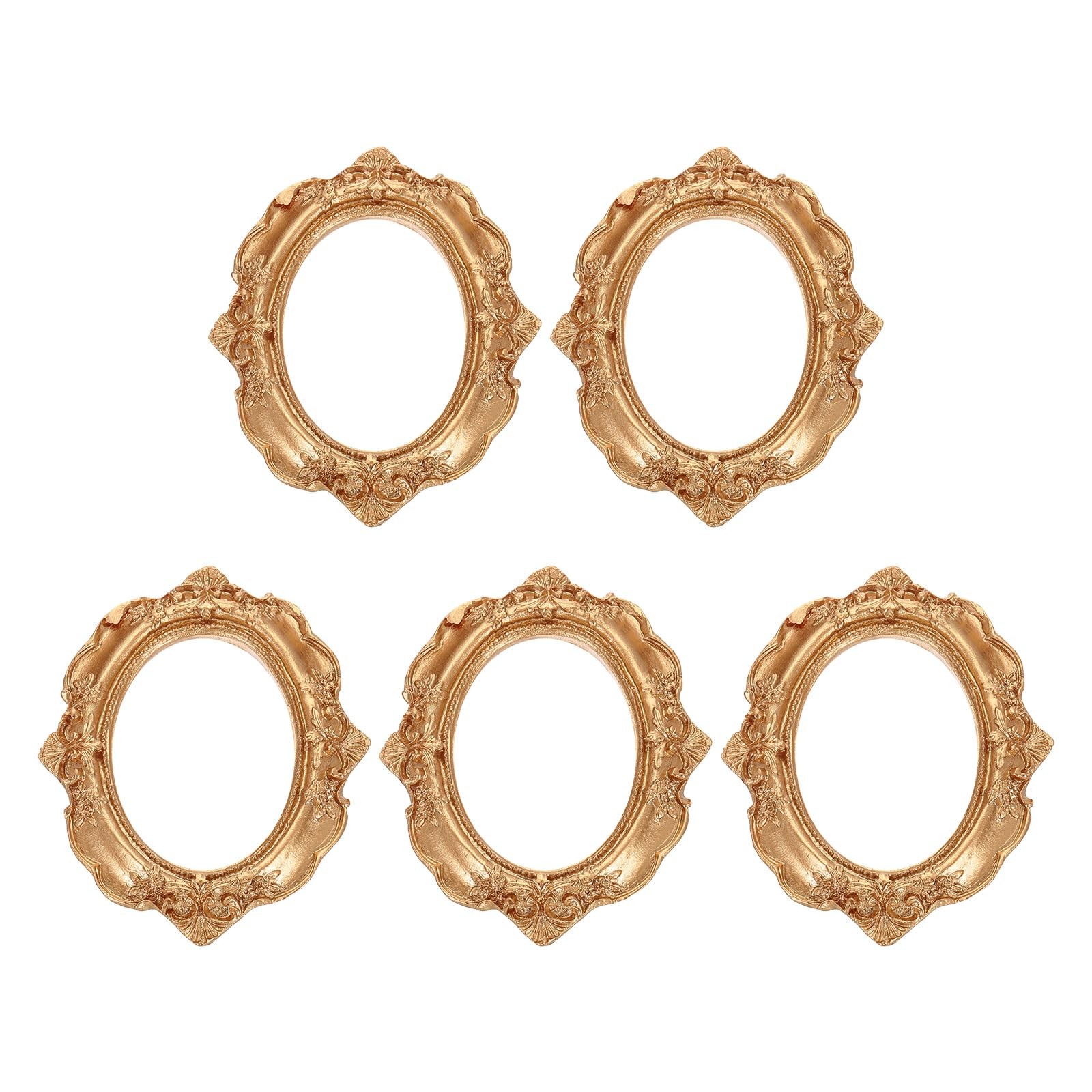 uxcell 5 Pcs Vintage Resin Picture Frames, 2.9” x 2.9 x 2.1 inches, Gold