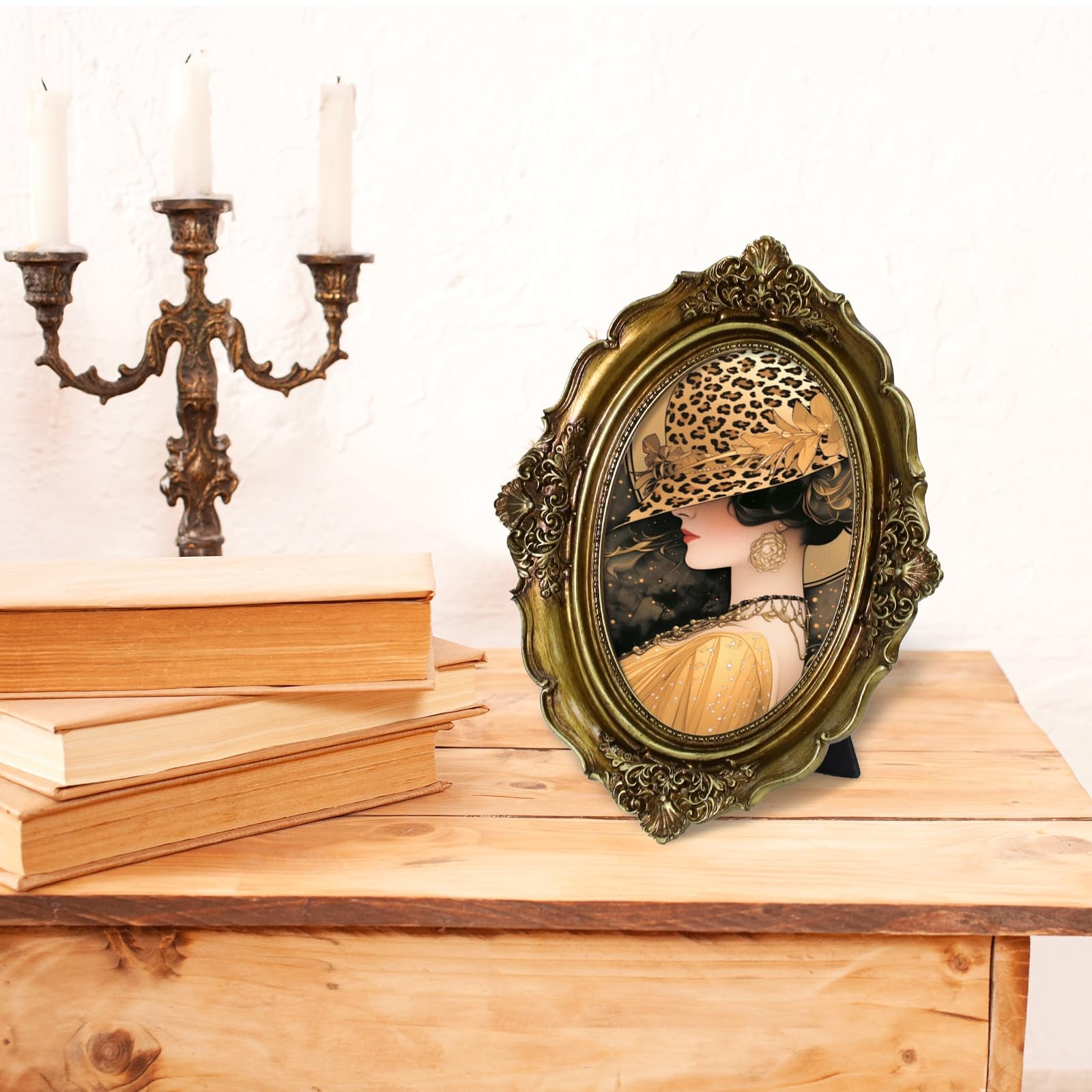 BOHUIZ 2Pcs Vintage Picture Frame, 5 25.5×20.5 cm (10×8 inches), Bronze Gold