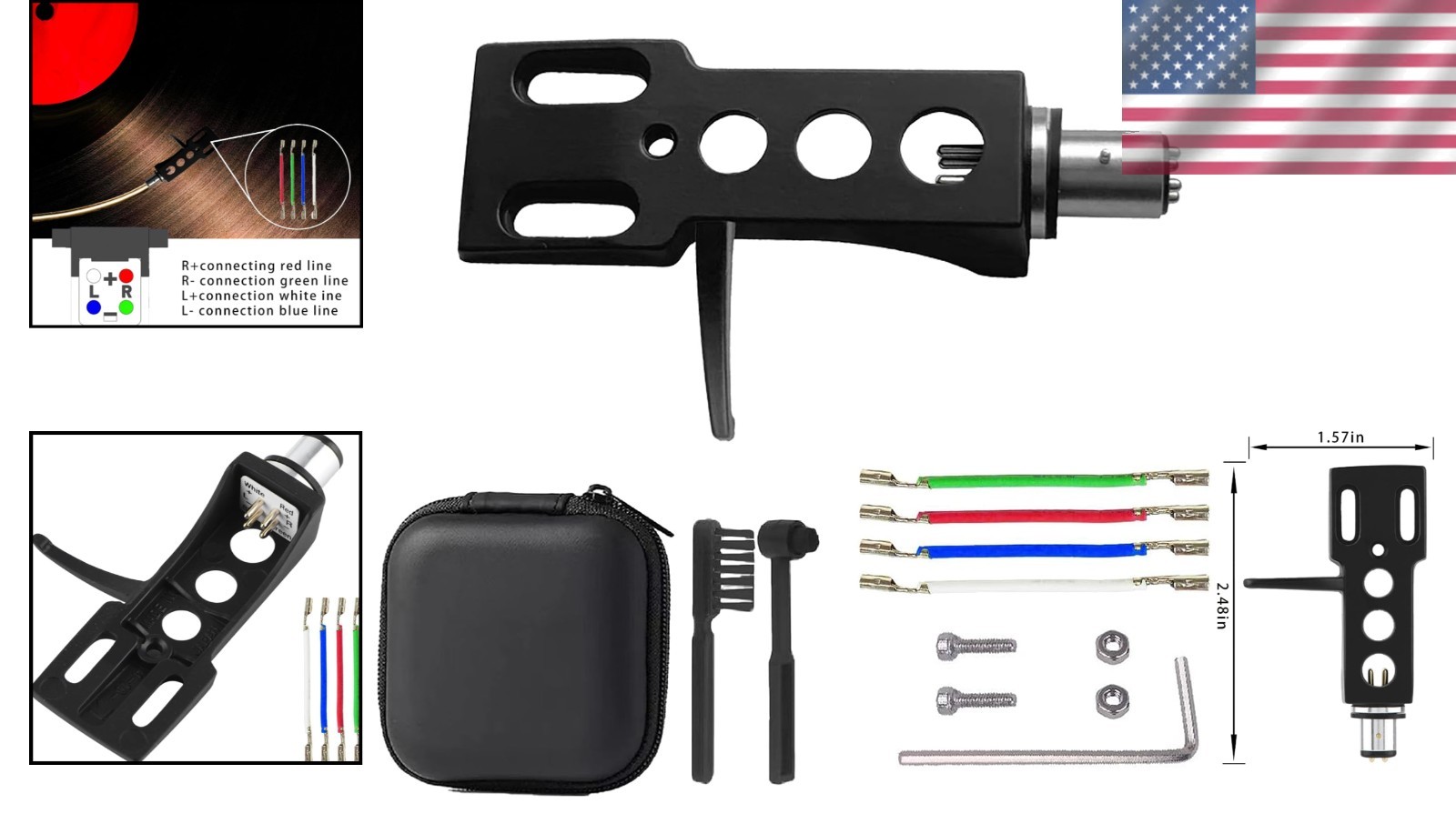 High-Quality Universal Turntable Headshell with Pre-Soldered Wires Included