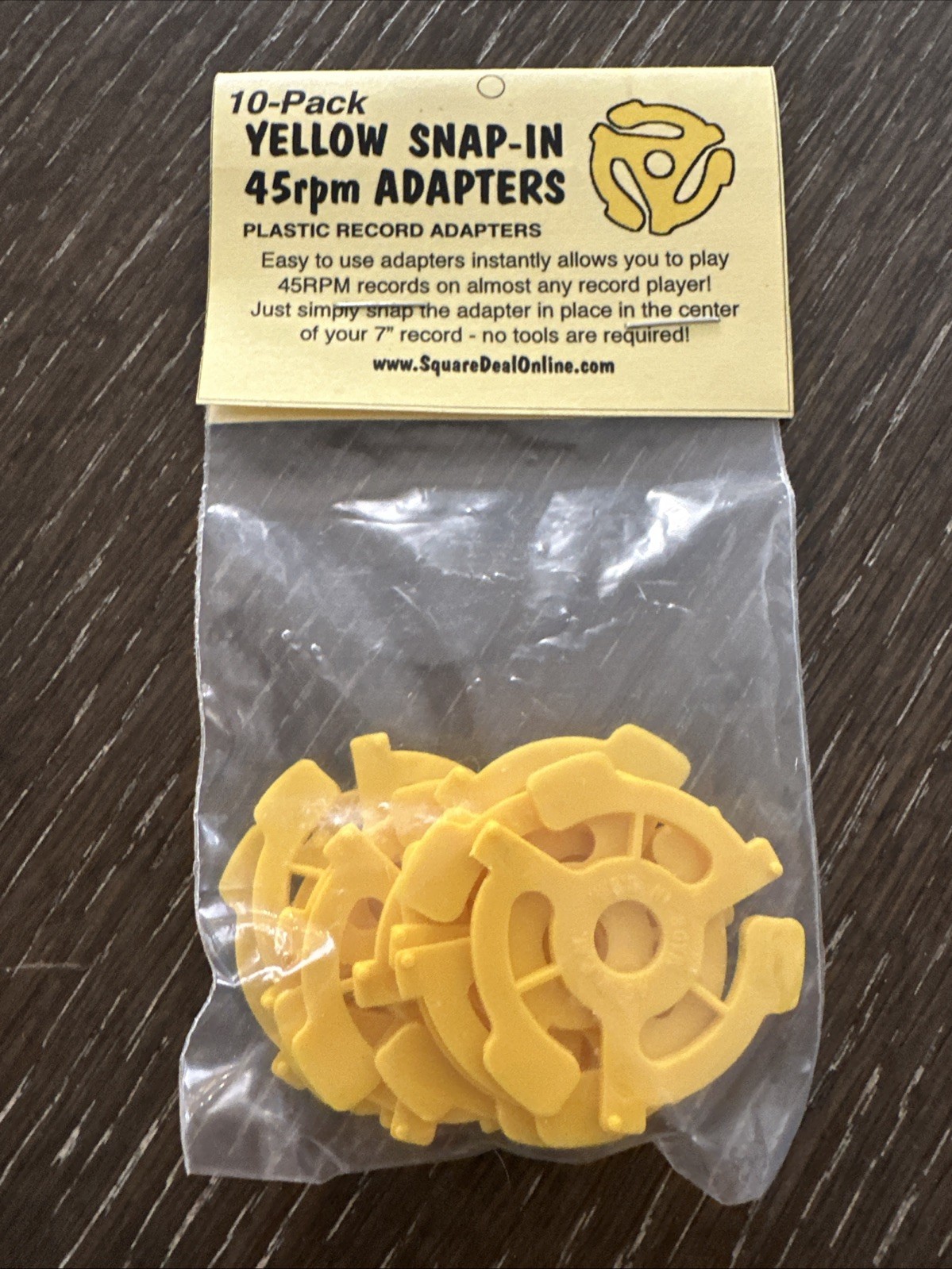 Yellow Snap In 45 Rpm Adapters 10 Pack