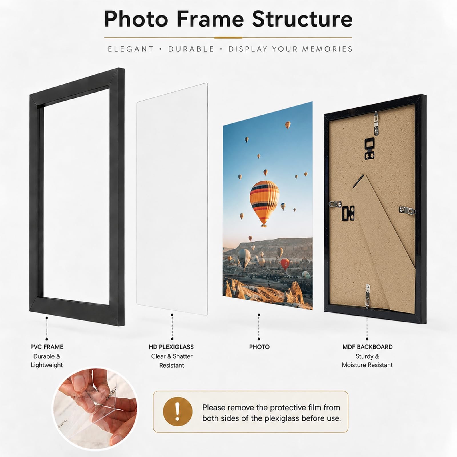 JCJMY 7×11 Picture Frame Black for Wall Hanging or Tabletop- inch,