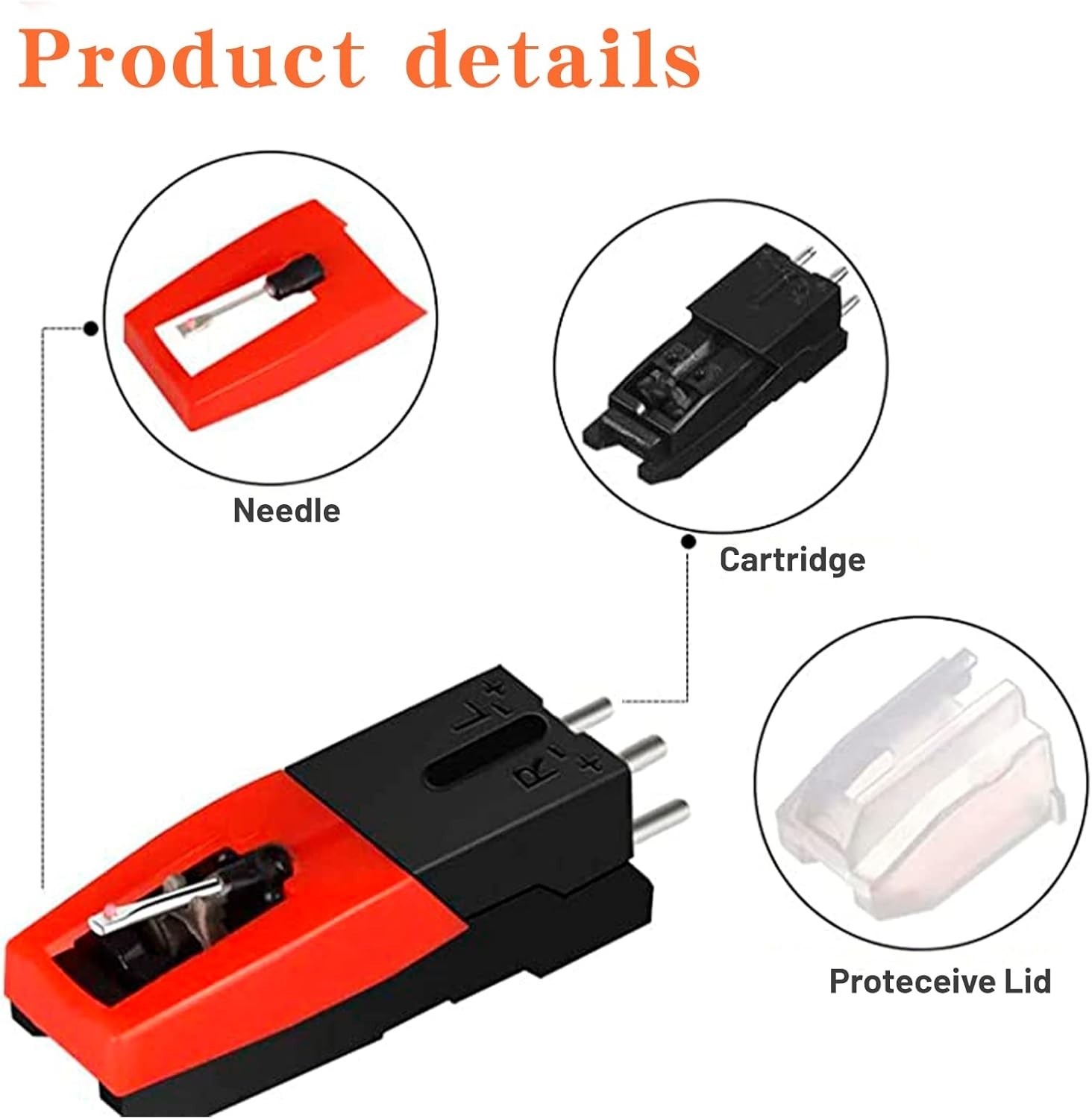 Elegant Retro Record Player Needle Set – 1 Cartridge & 4 Diamond Stylus Needles