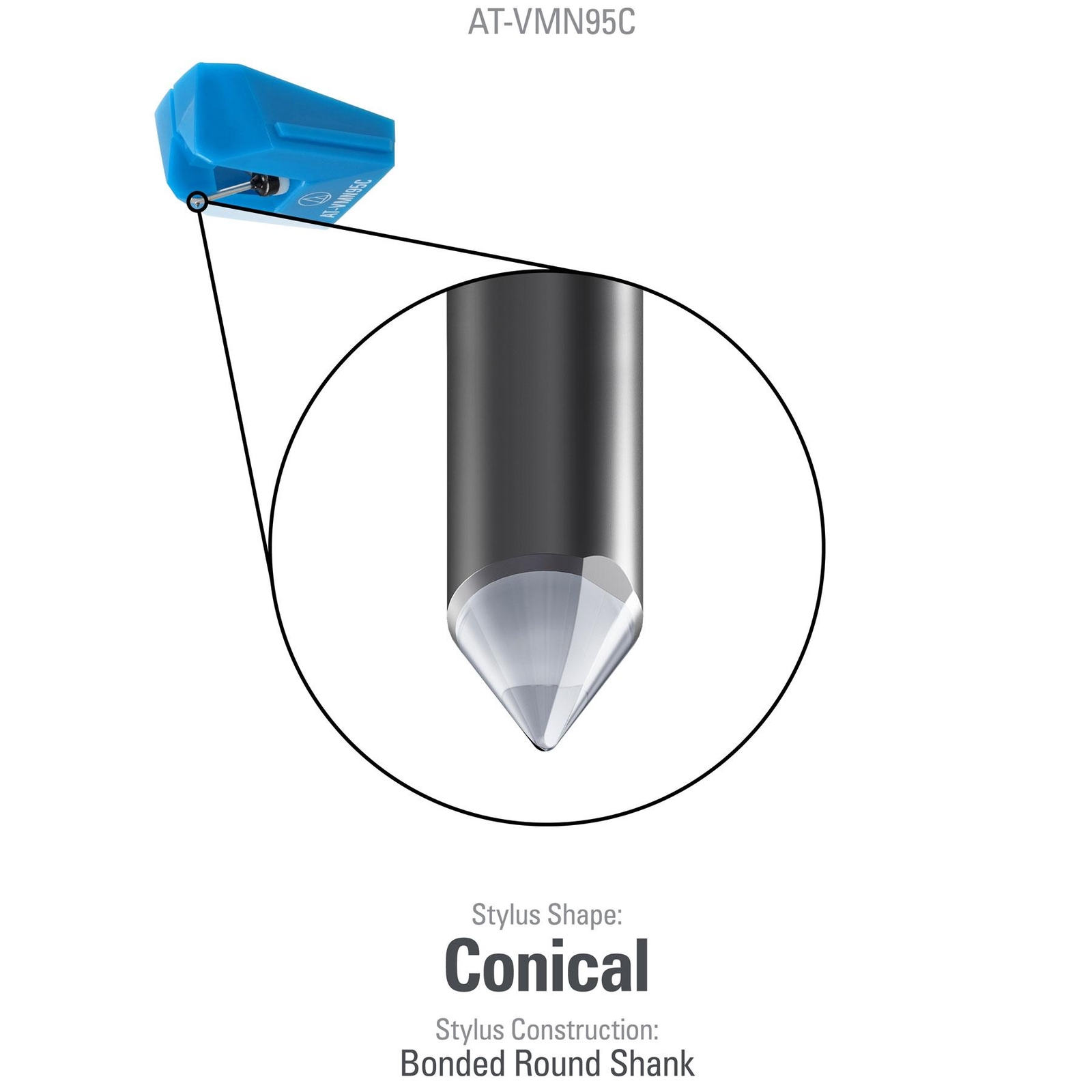Audio-Technica AT-VMN95C Conical Replacement Stylus for AT-VM95 Series Cartridge