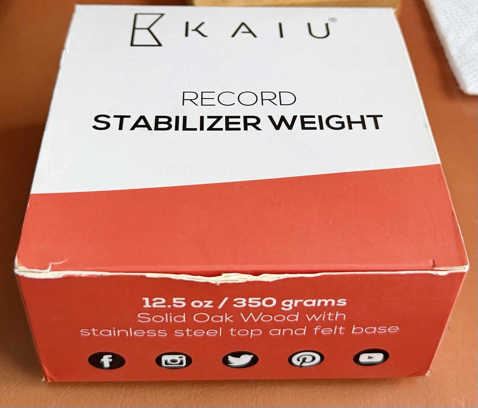 LP Record Weight Stabilizer, Audiophile, Stainless Steel, Wood (Oak) 12.5 Oz
