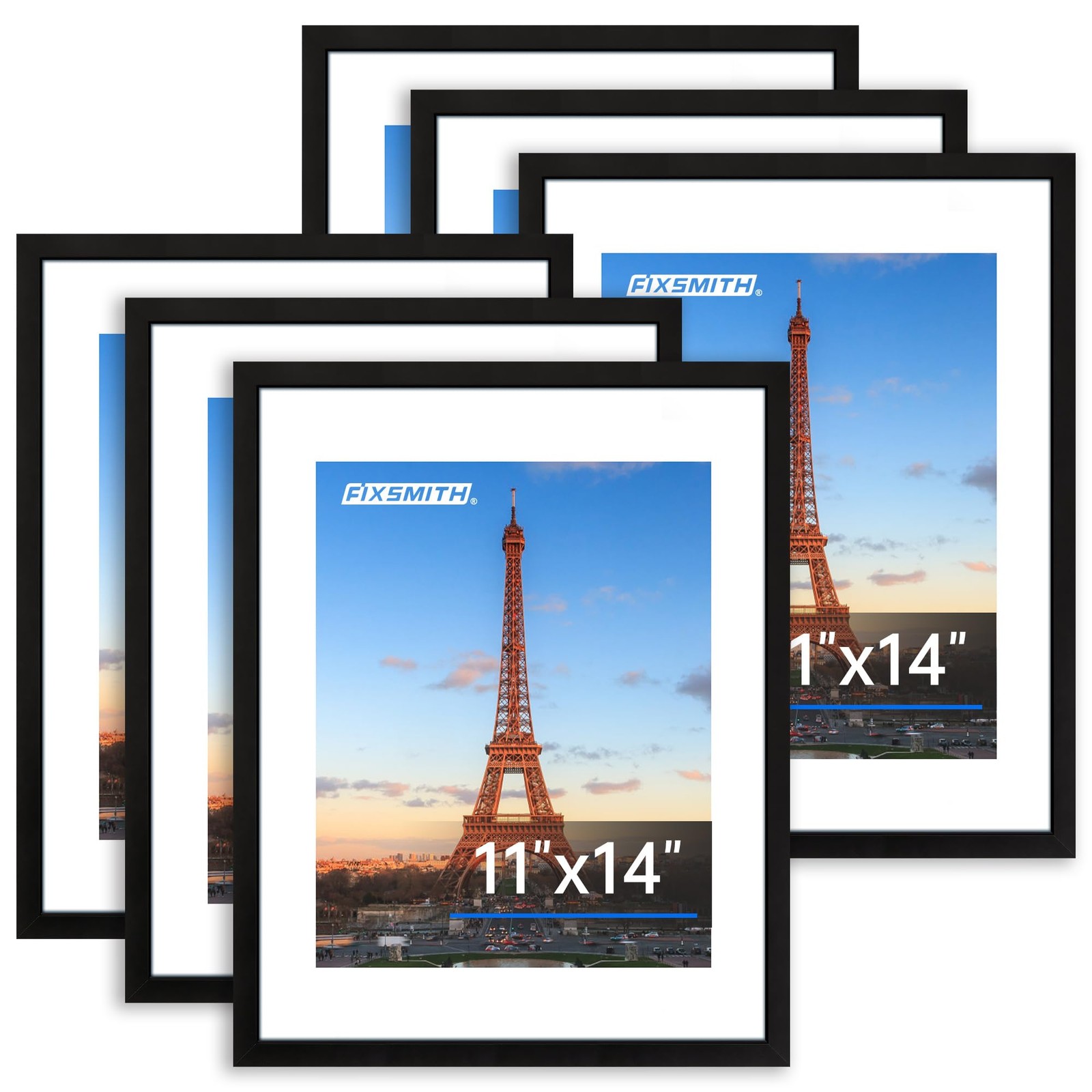 FIXSMITH 11×14 Picture Frame Bulk-6 Pack, Photo with HD 11″×14″, Black