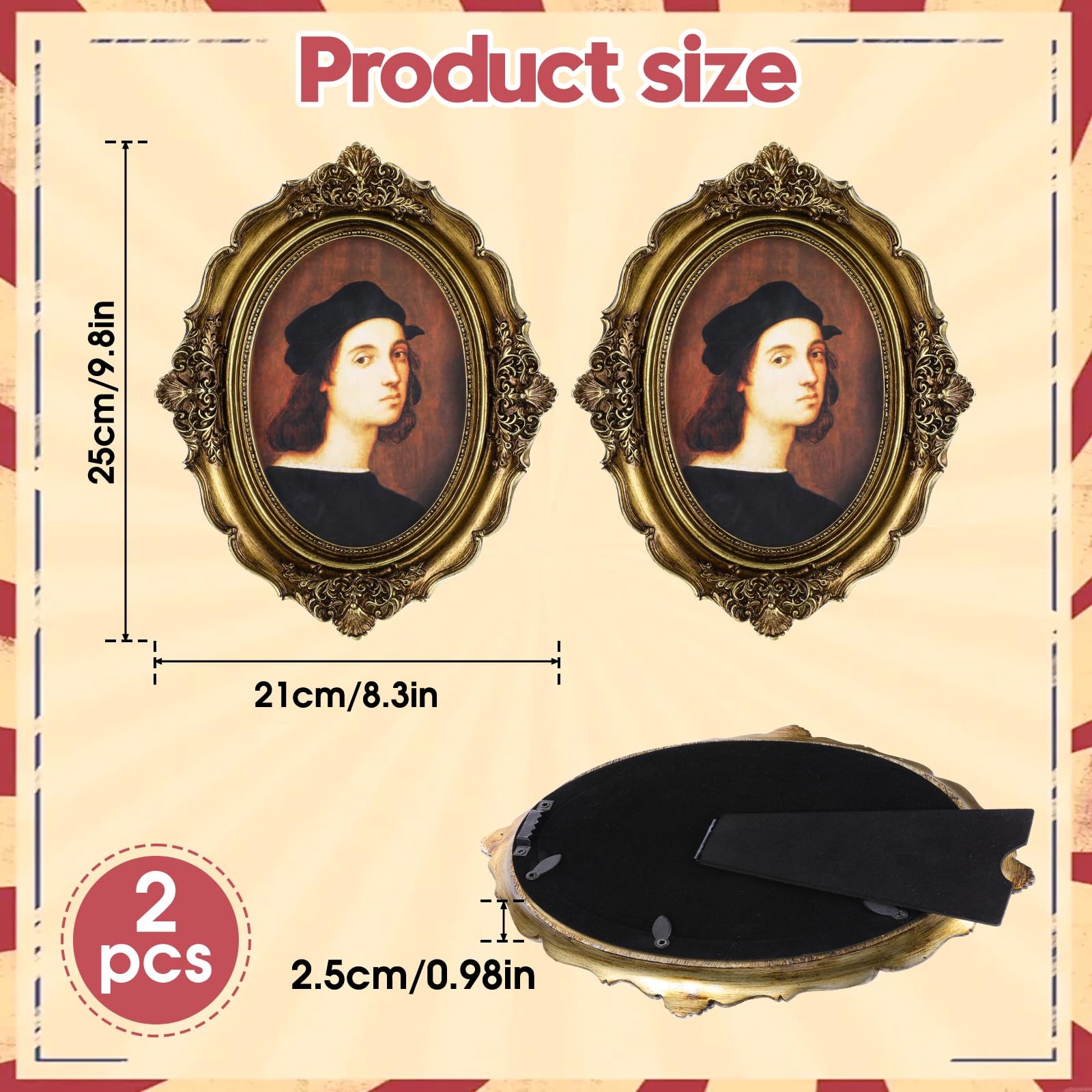 BOHUIZ 2Pcs Vintage Picture Frame, 5 25.5×20.5 cm (10×8 inches), Bronze Gold