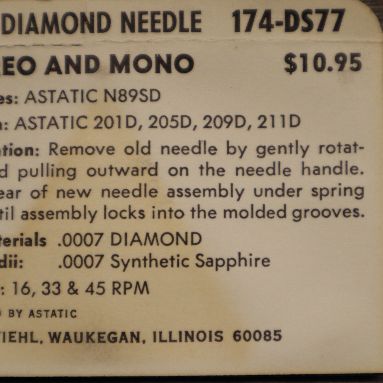 NOS Vintage Pfanstiehl 174-DS77 Diamond Needle Stylus Record Player see list