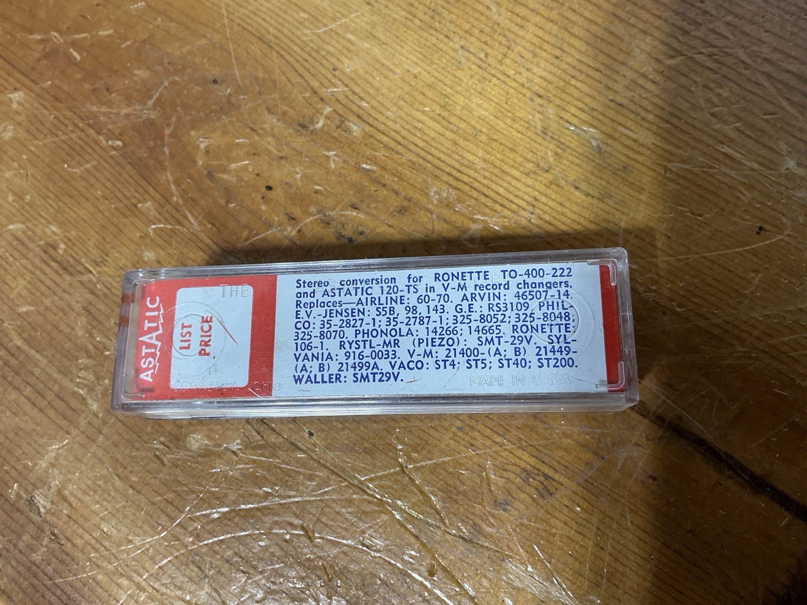 NOS Astatic 70ts EV 143 turn over phono CARTRIDGE N8-3 NEEDLE Ronette TO-400-222
