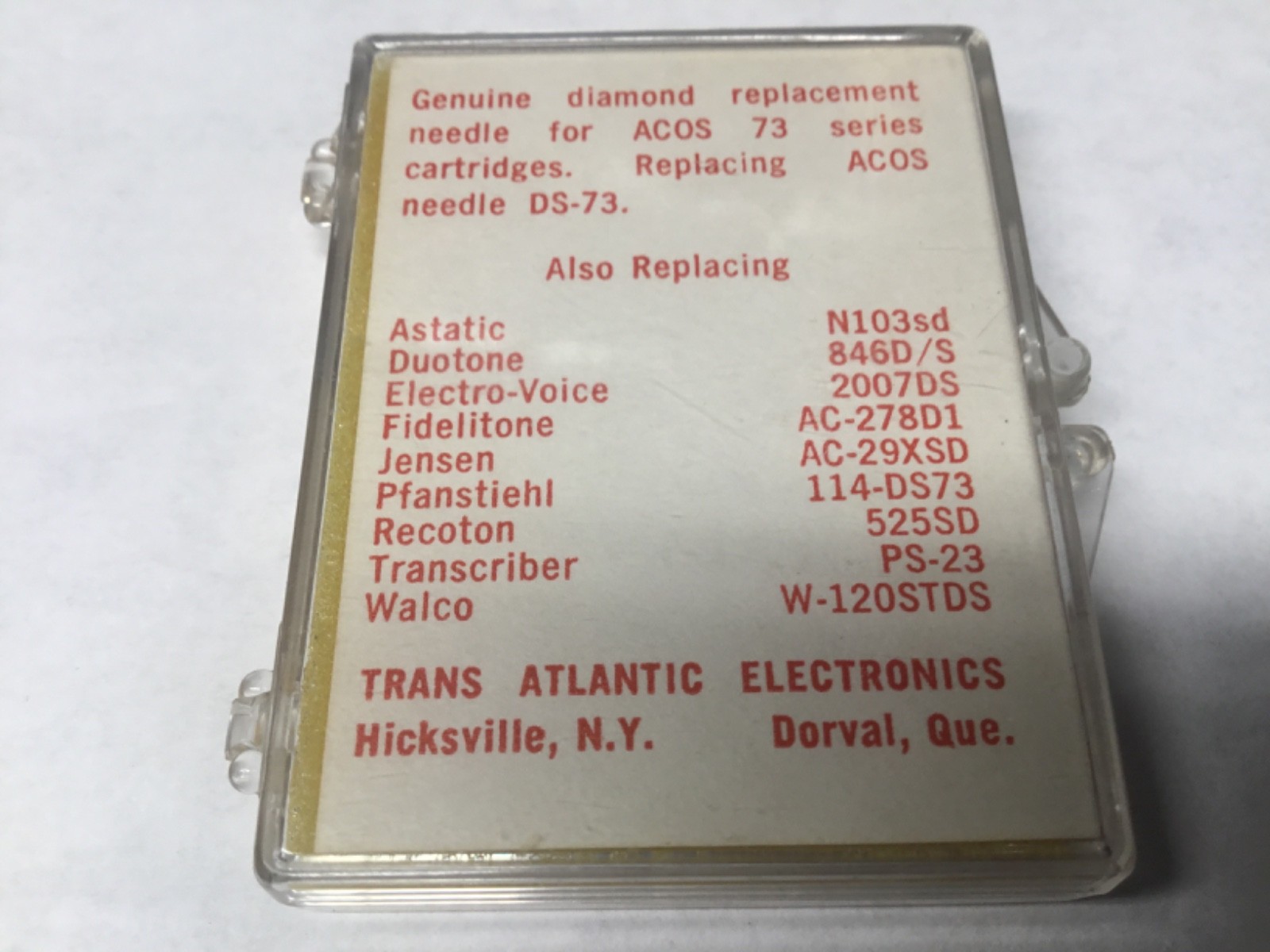TAE 5005DS Acos DS-73 Diamond Stylus Needle Pfanstiehl 114=DS73 White