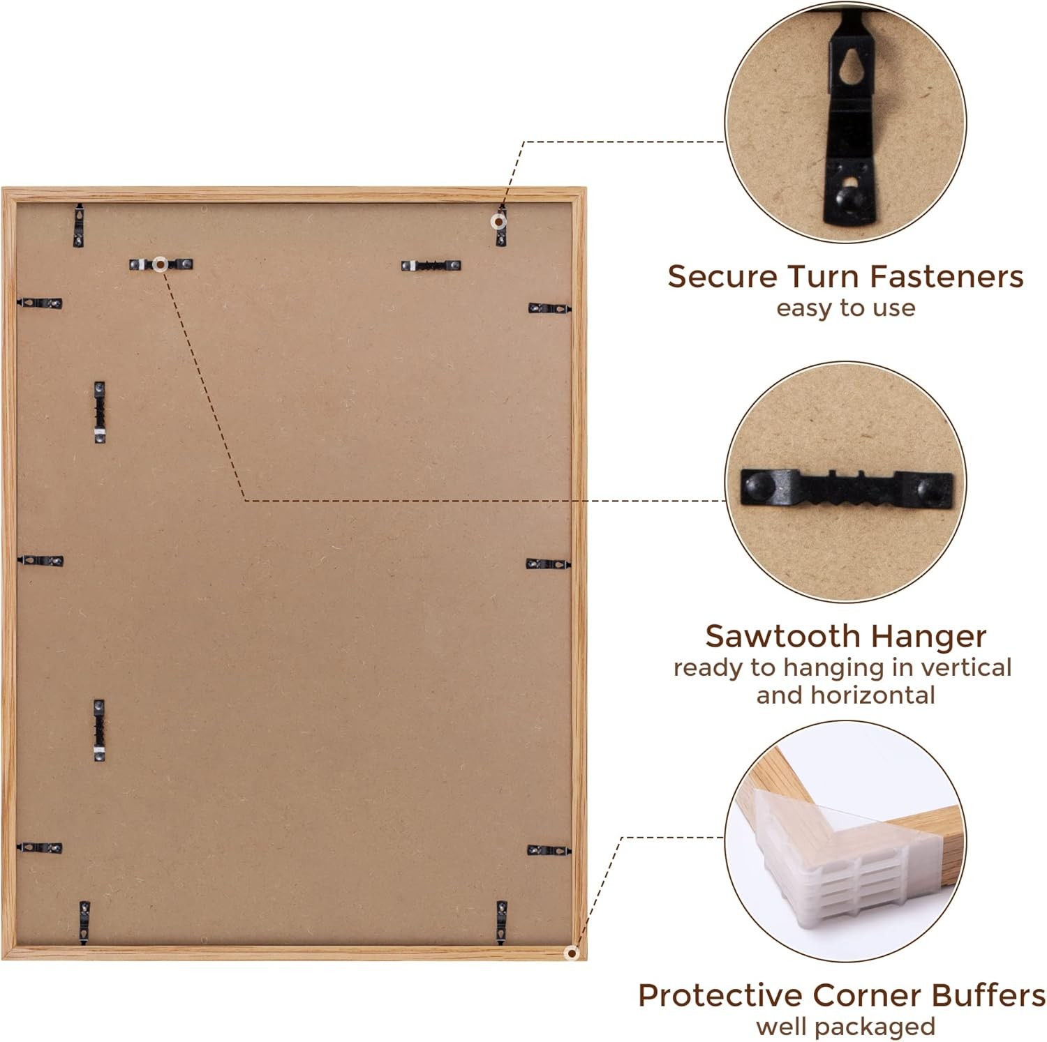 18×24 Picture Frame, Solid Oak Wood 18 x 24 Frame for Wall, – 1P,