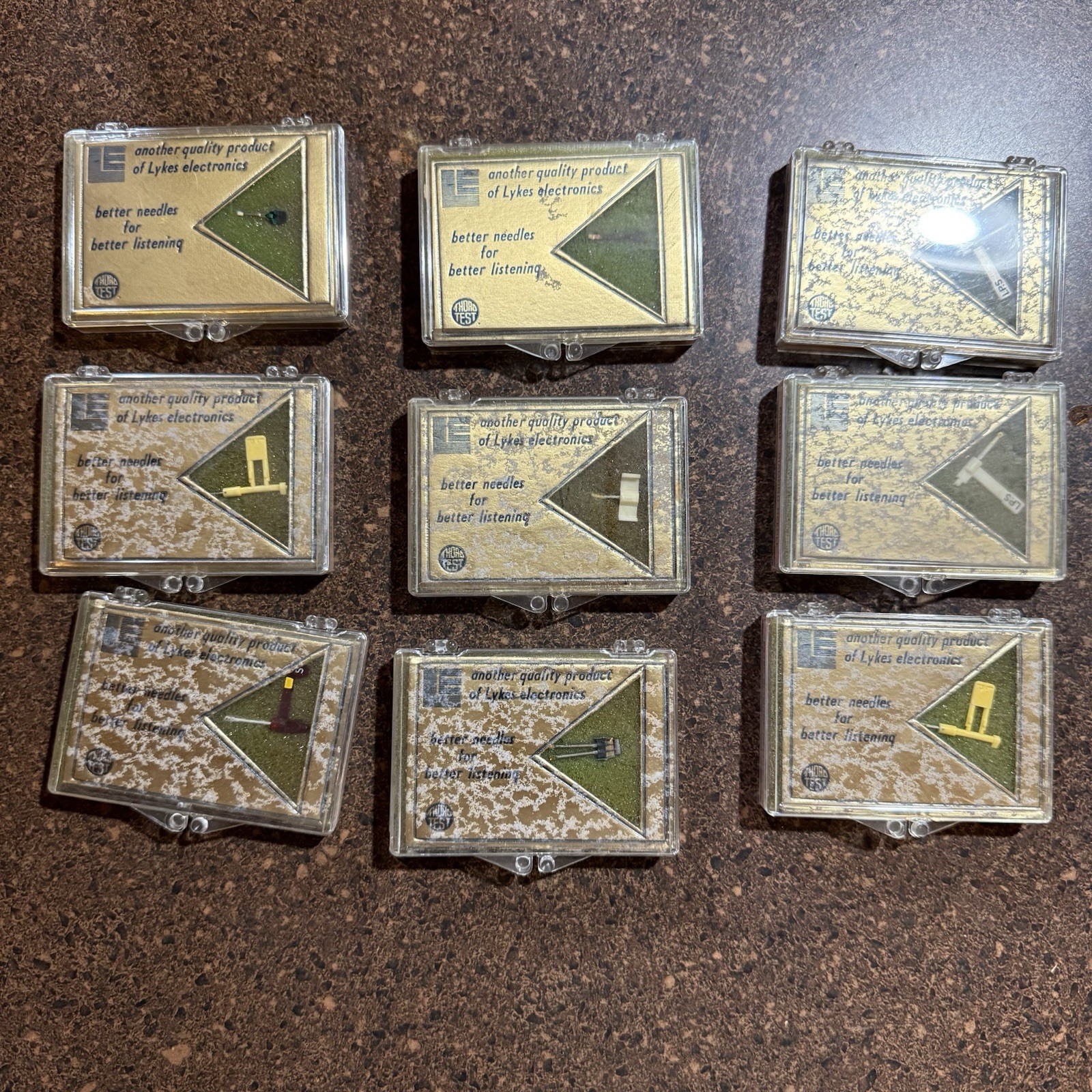 Phonograph Needle Lot Of 9 Diamond Turntable Lyke’s Electronics NOS USA