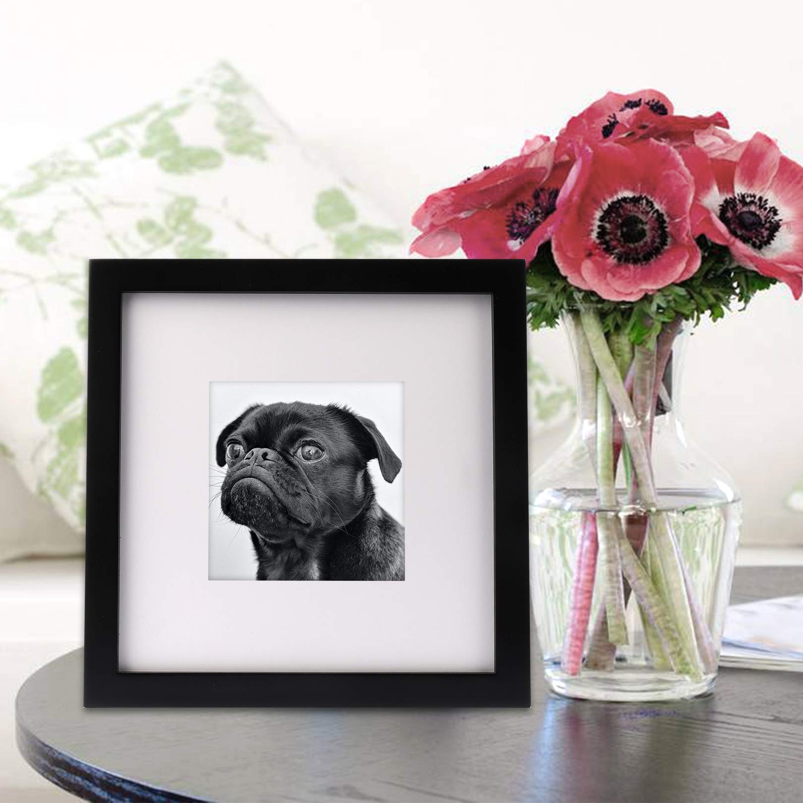 8×8 Black Picture Frames Square Nature Solid Wood 6 Pack for Wall 8×8,