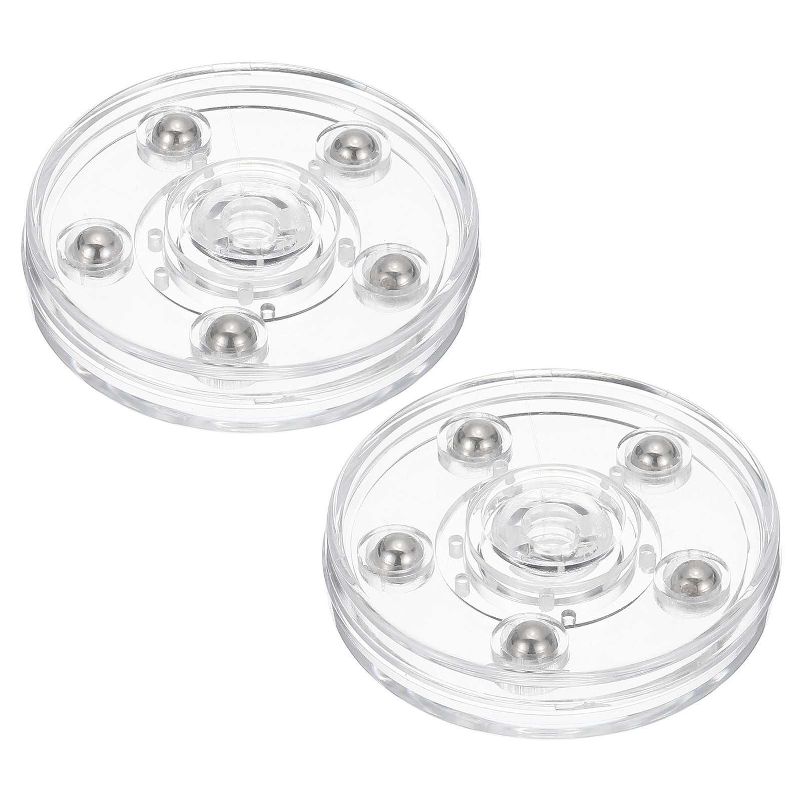2.5 Inch Rotating Swivel Stand Turntable with Steel Ball Bearings, Clear 2 Pcs