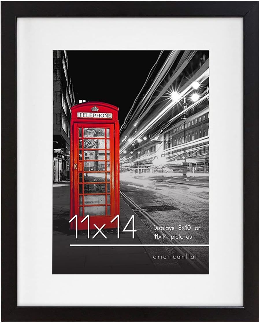 Americanflat 11×14 Picture Frame with Shatter-Resistant Glass – 11×14, Black