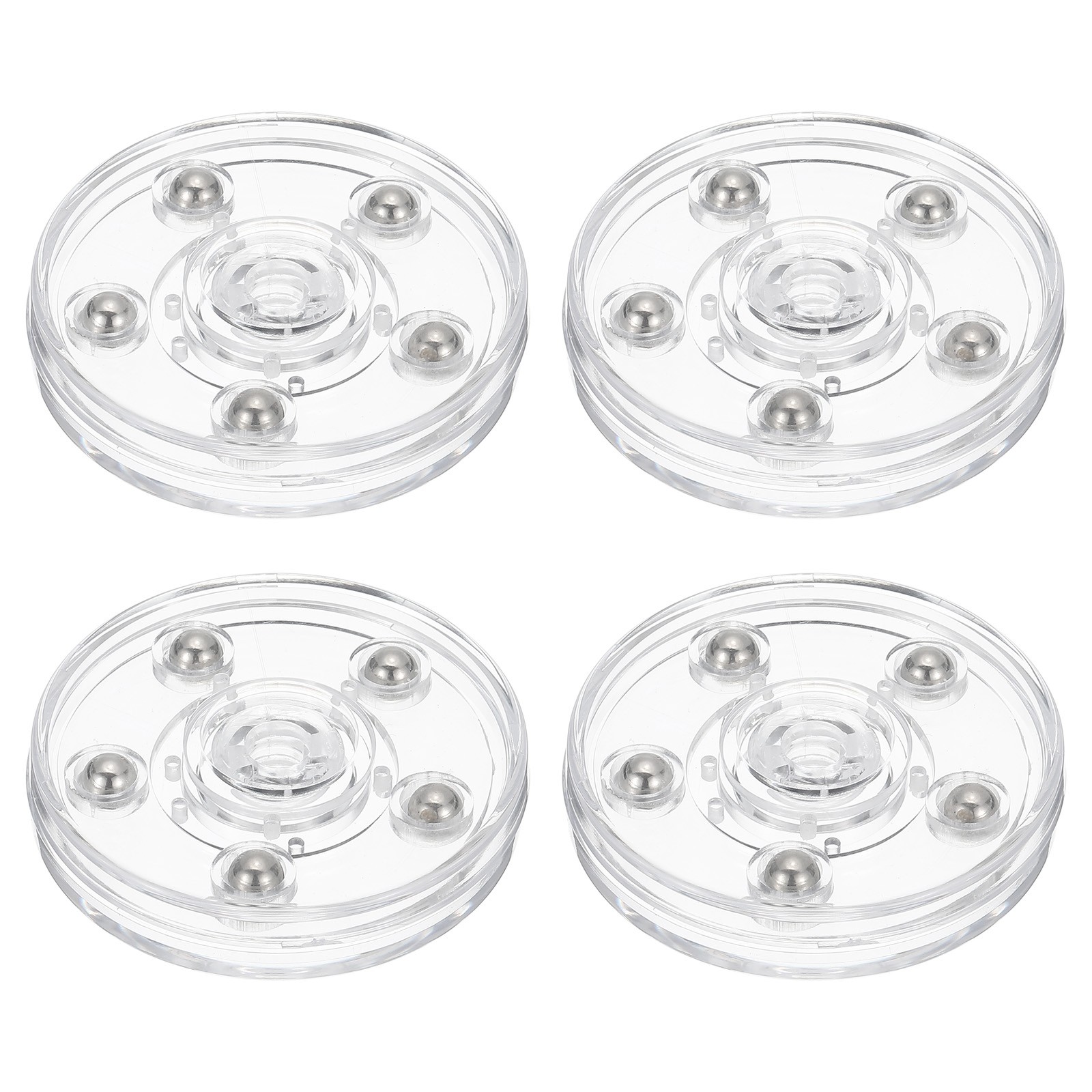 2.5 Inch Rotating Swivel Stand Turntable with Steel Ball Bearings, Clear 4 Pcs